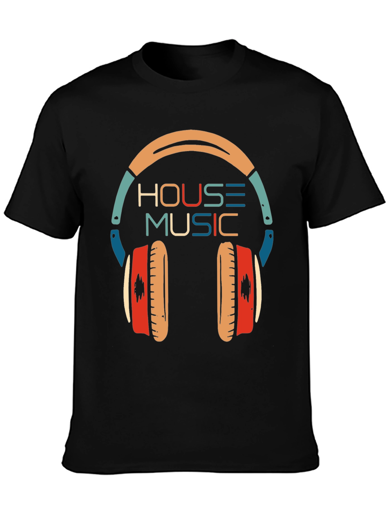 Black House Music Headphone Graphic T-Shirt view 3