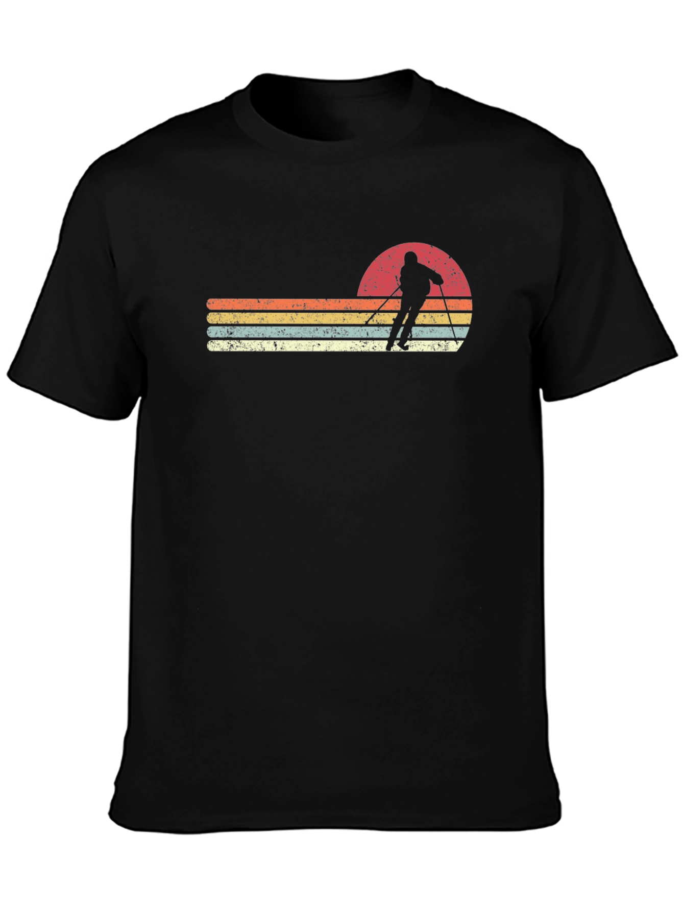 Black Retro Ski Sunset Graphic T-Shirt view 3