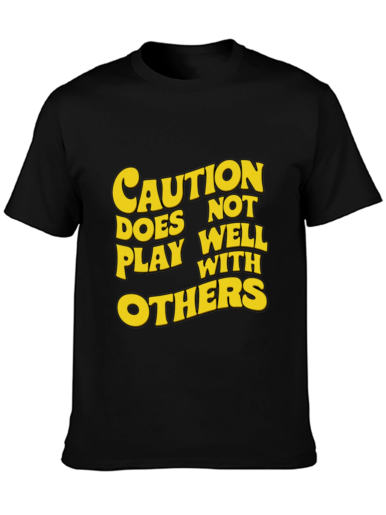 Black Caution: Does Not Play Well With Others T-Shirt view 3
