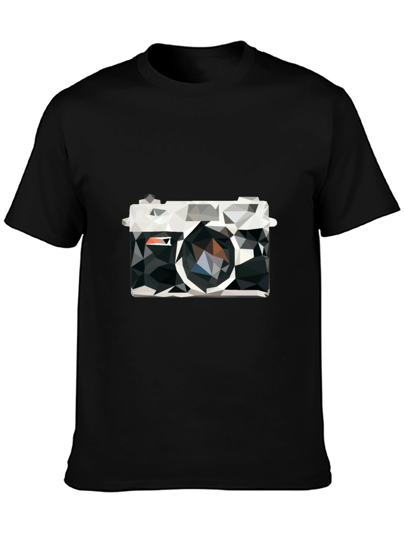 Black Geometric Camera Print Black T-Shirt view 3