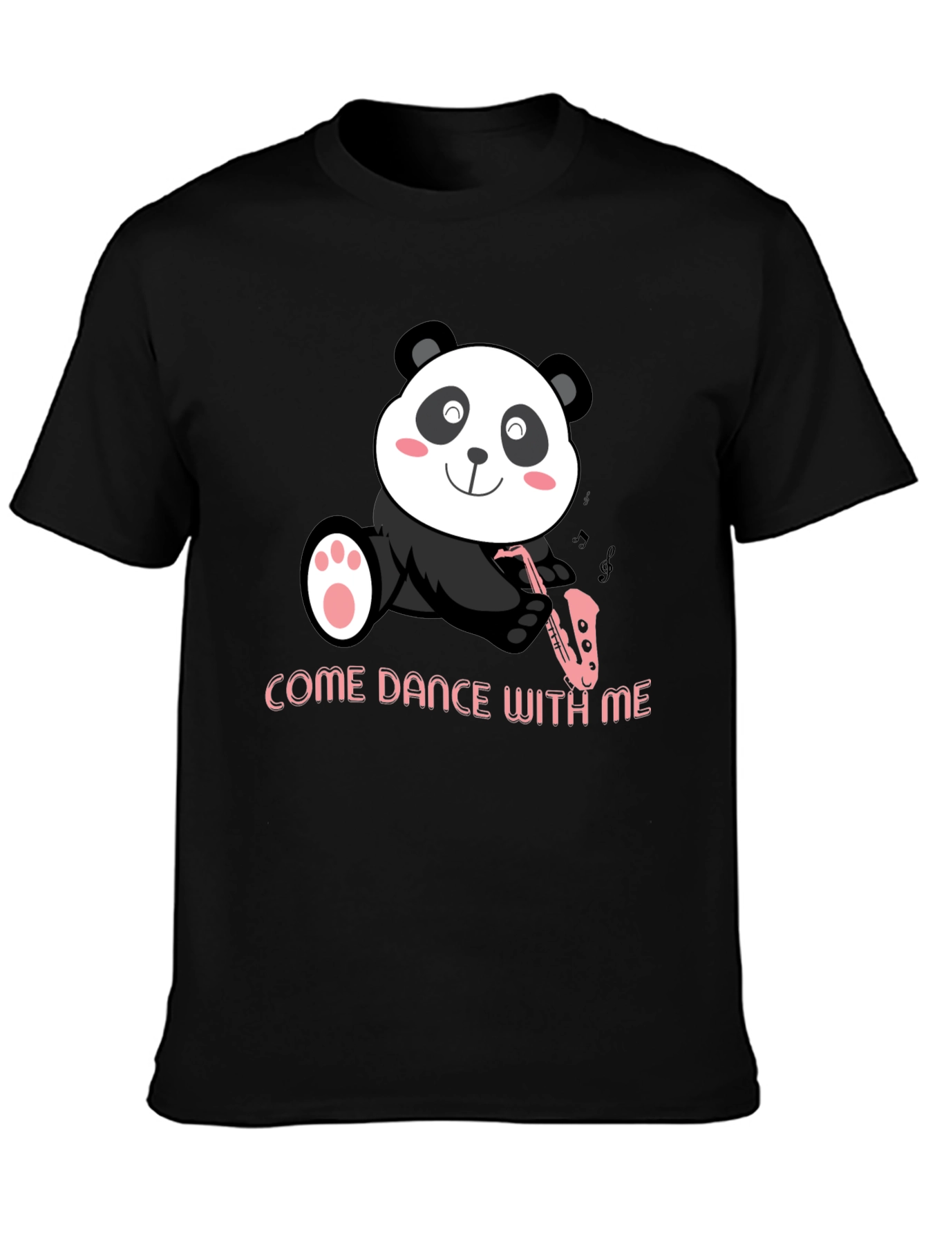 Black Panda Sax T-Shirt - "Come Dance With Me" Black Cotton Tee view 3