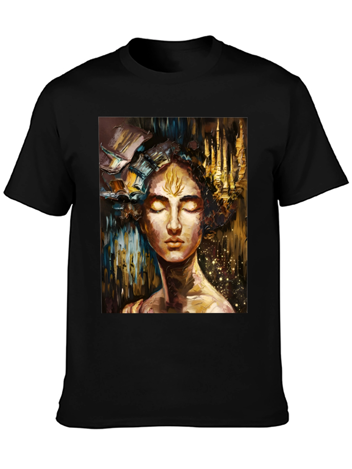 Black Abstract Art Print Black Unisex T-Shirt view 3