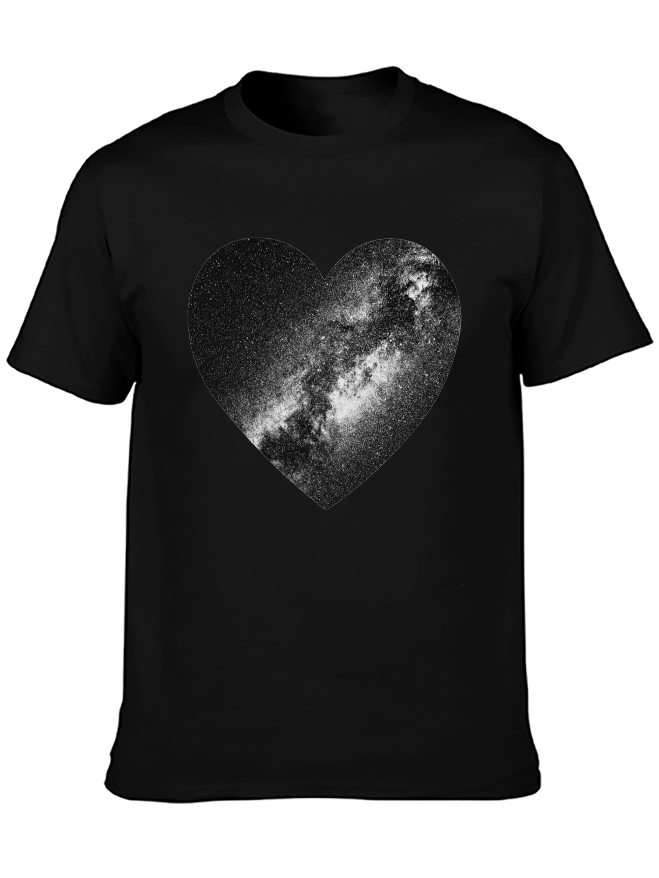 Black Galaxy Heart Graphic Tee - Stylish Black Cotton T-Shirt view 3