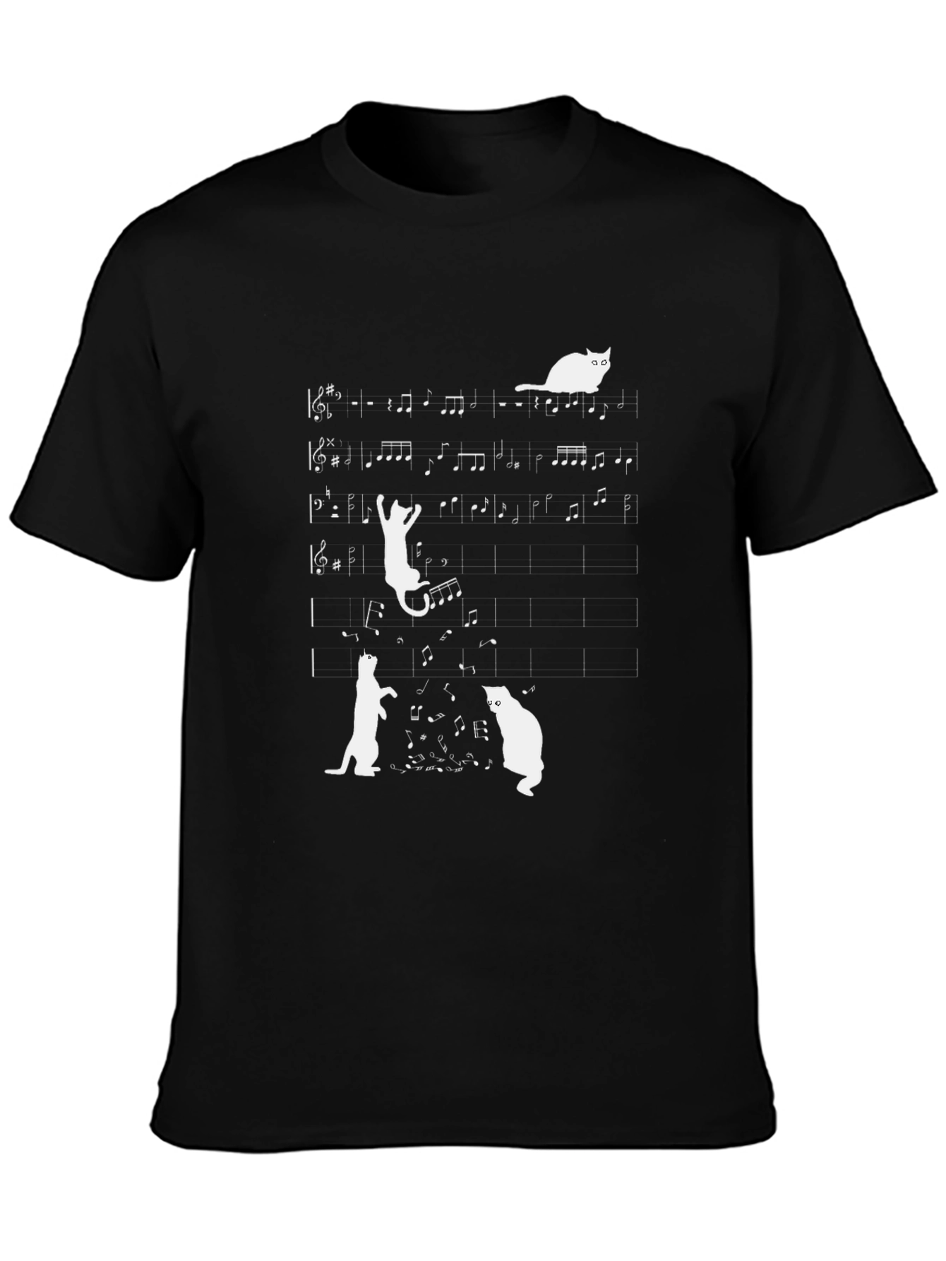 Black Musical Cats T-Shirt view 3