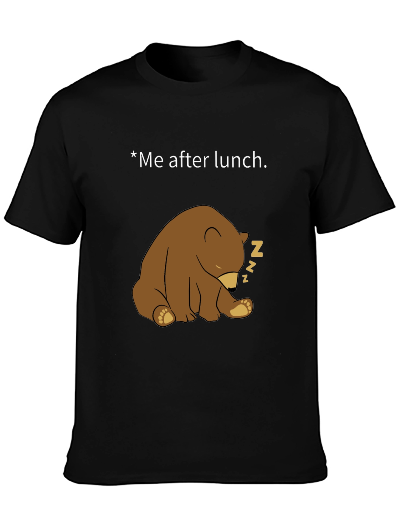 Black Funny Sleeping Bear Graphic Tee - Me After Lunch view 3