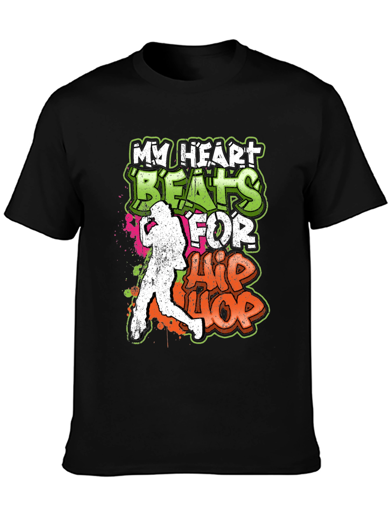 Black Hip Hop Heartbeat Graphic Tee - Urban Style view 3