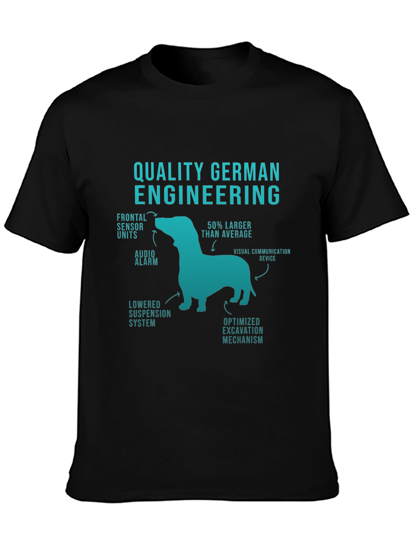 Black Quality German Engineering Funny Dog T-Shirt view 3