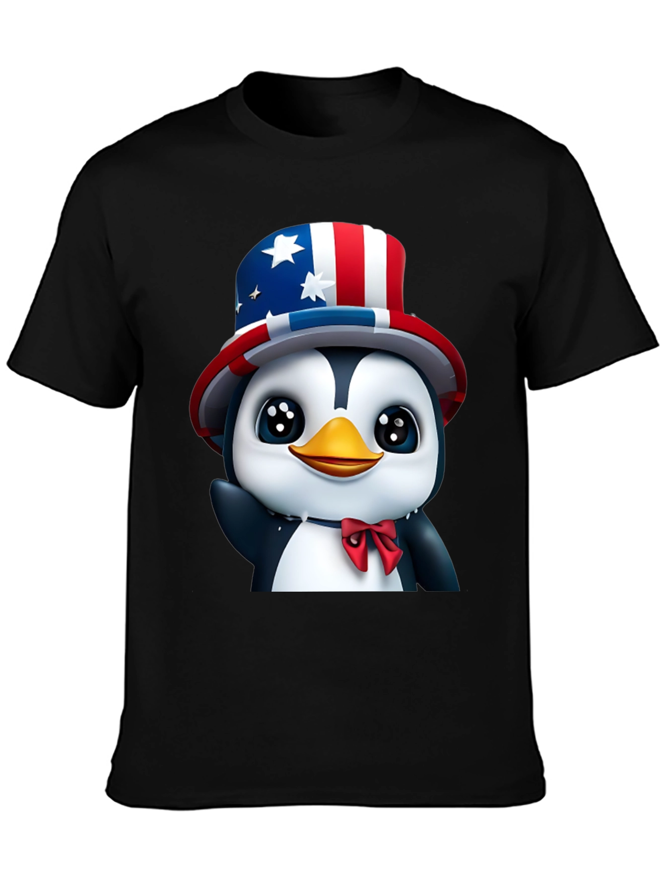Black Patriotic Penguin T-Shirt - USA Pride view 3