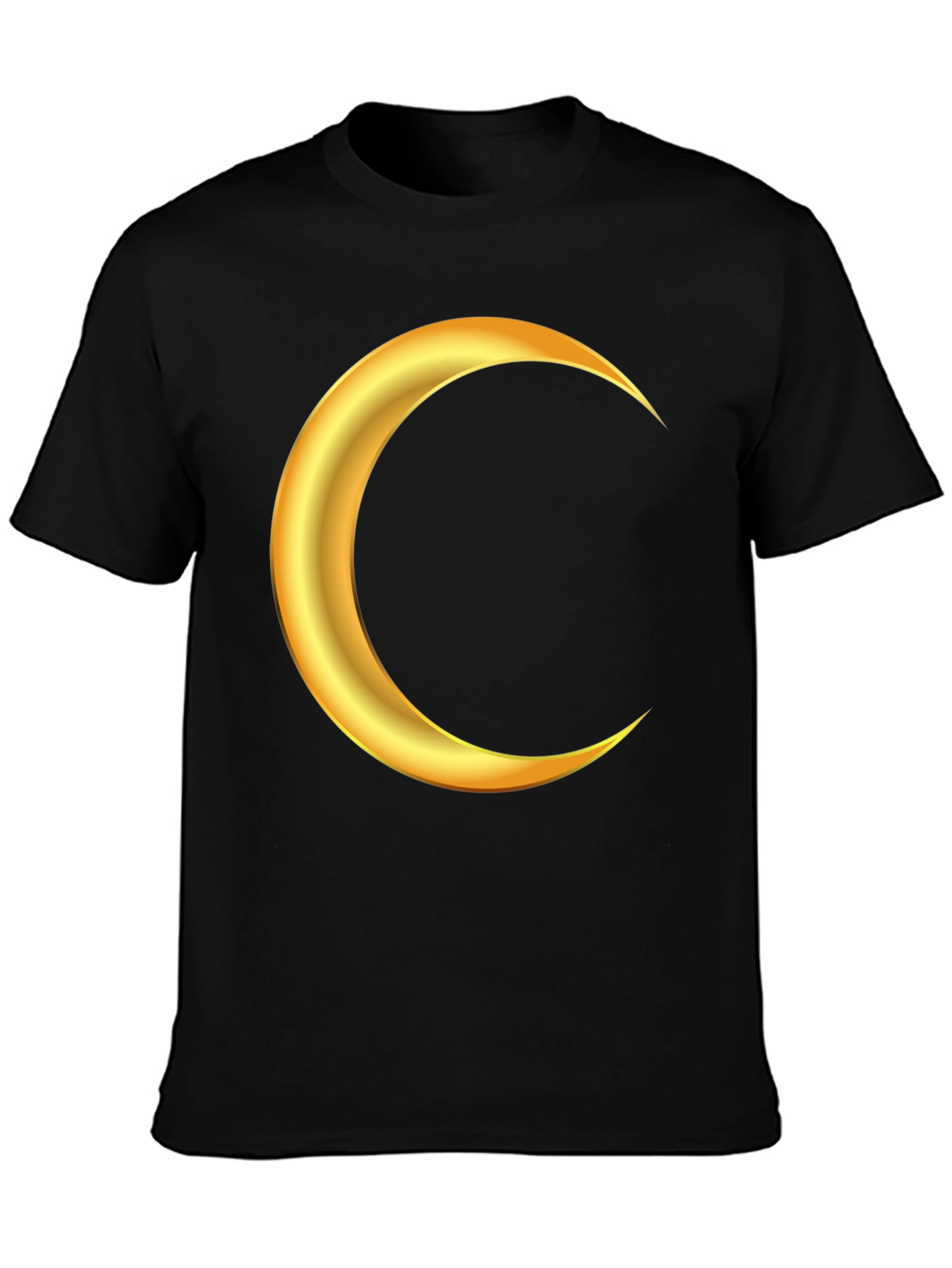 Black Golden Crescent Moon Graphic Black T-Shirt view 3