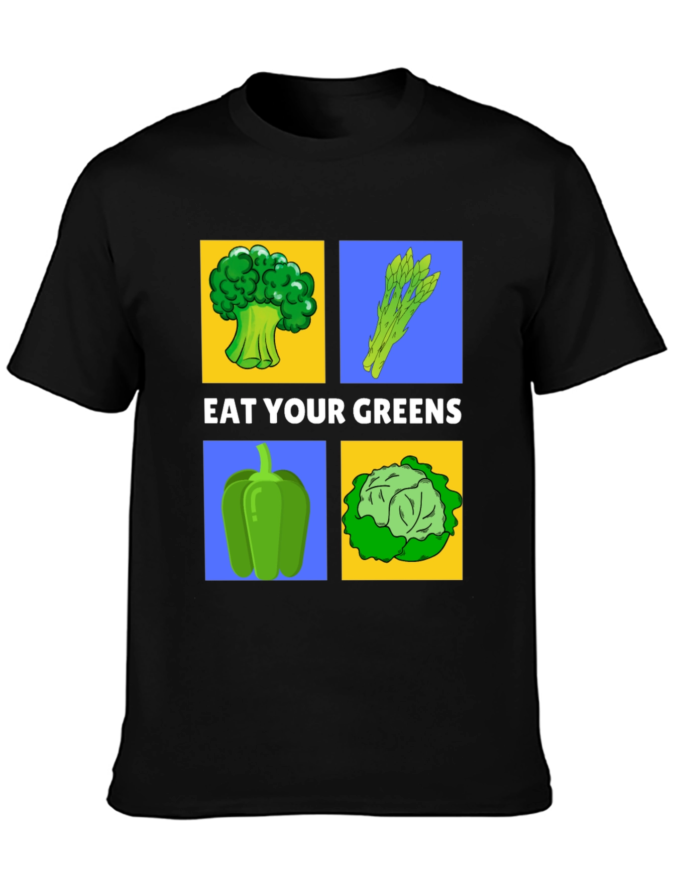 Black Eat Your Greens T-Shirt - Vegan Foodie Apparel view 3