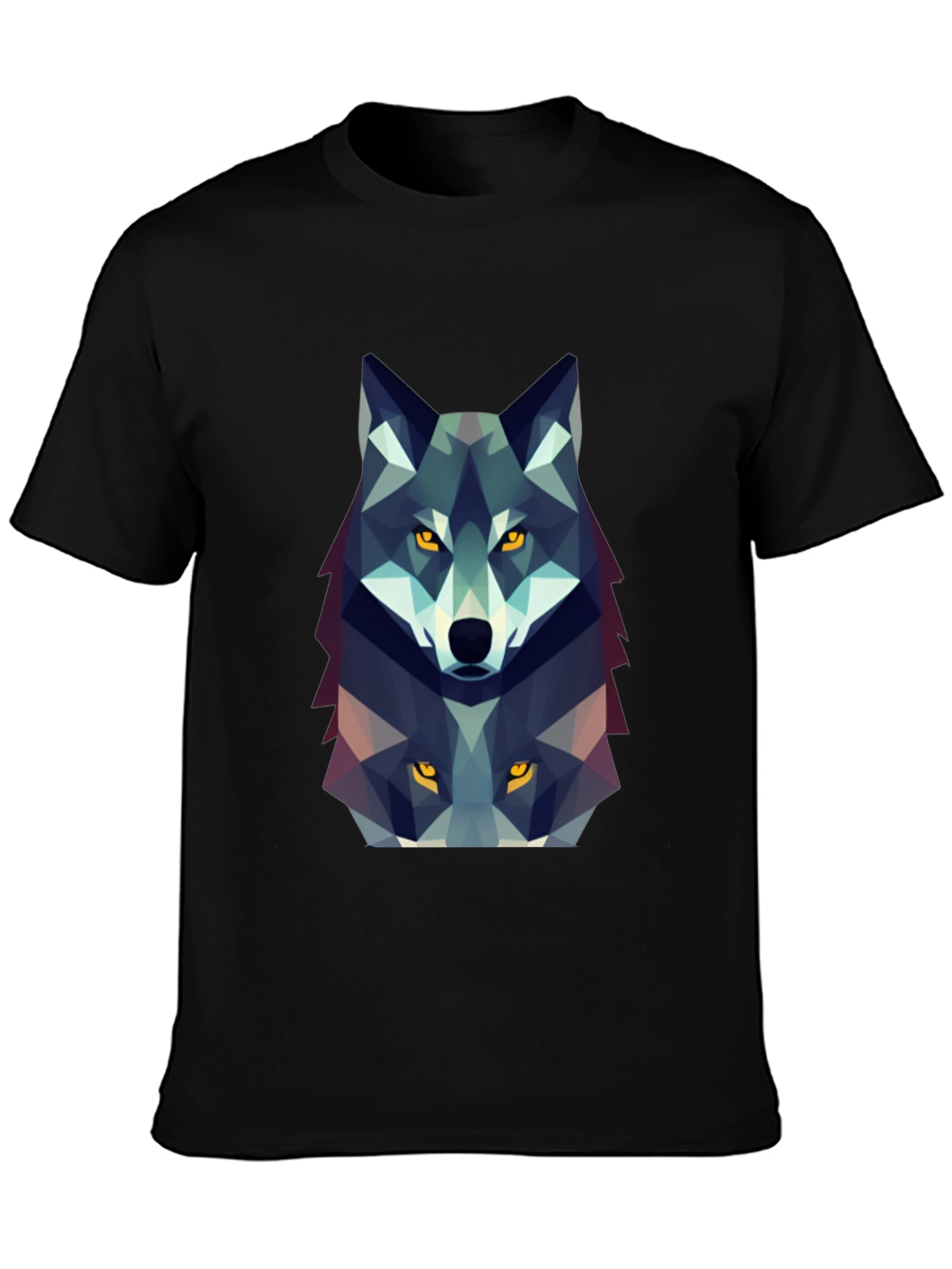 Black Geometric Wolf Graphic Tee - Black view 3