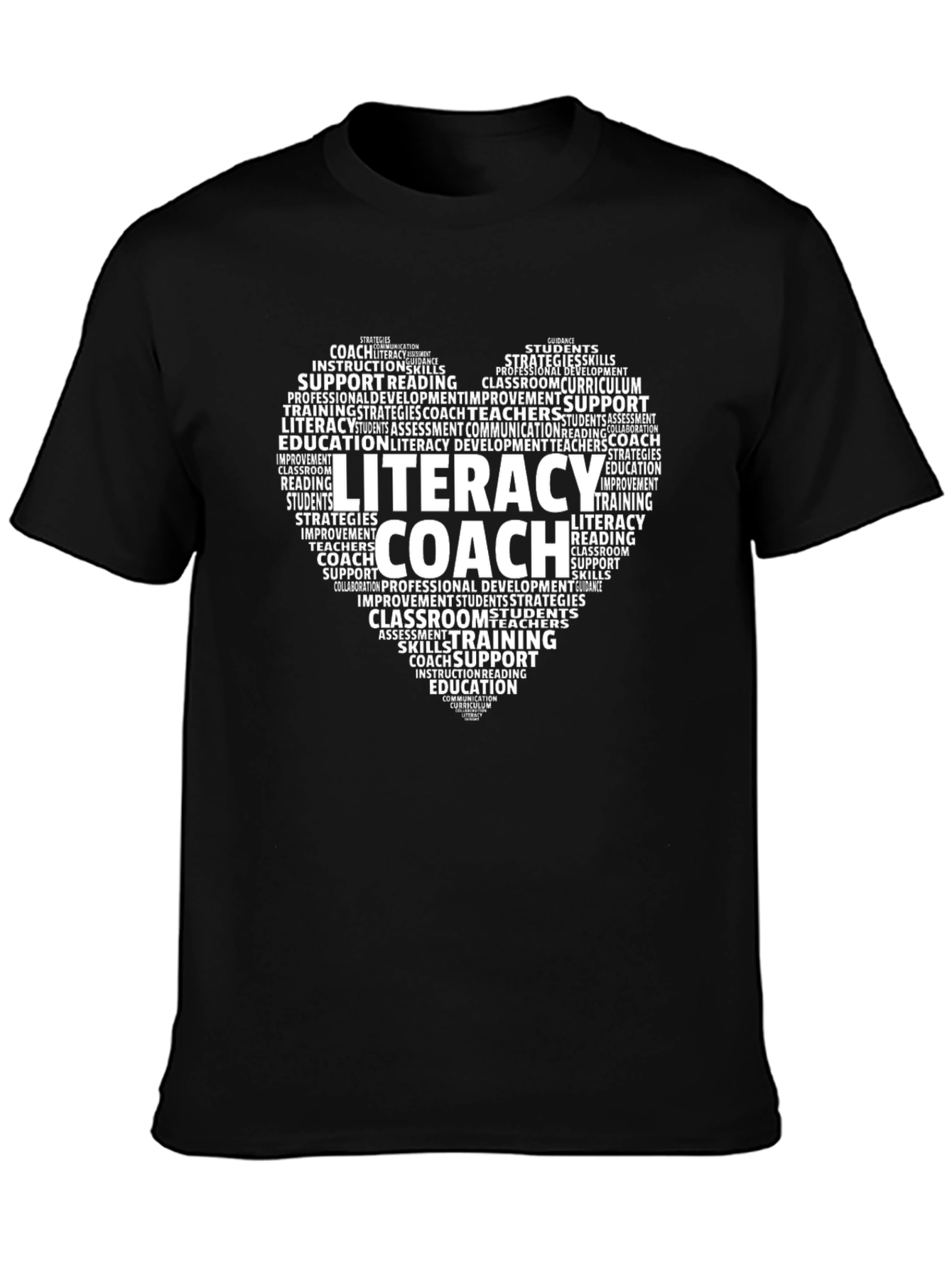 Black Literacy Coach Heart T-Shirt Teacher Appreciation view 3