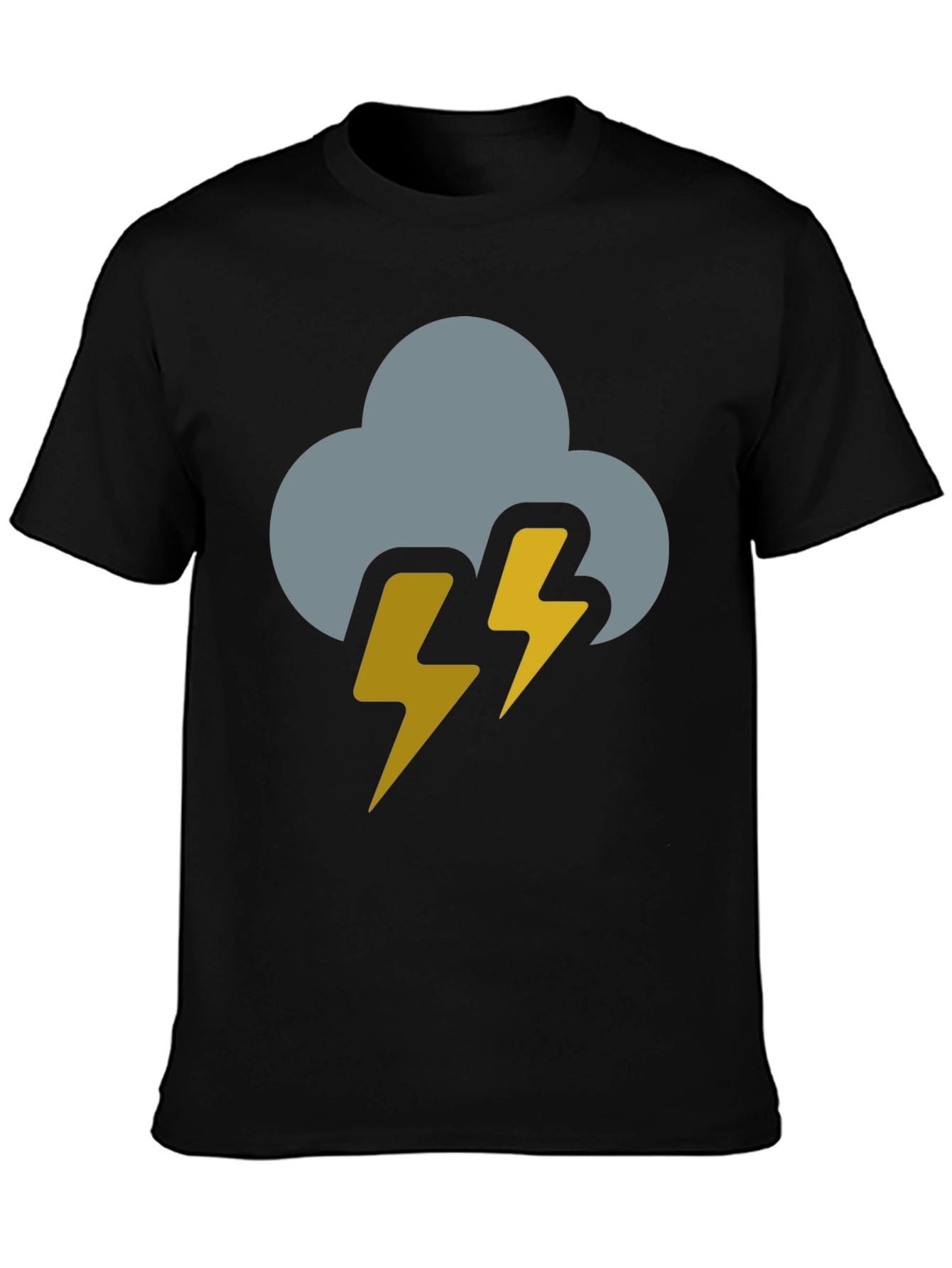 Black Storm Cloud Lightning Bolt Black T-Shirt view 3