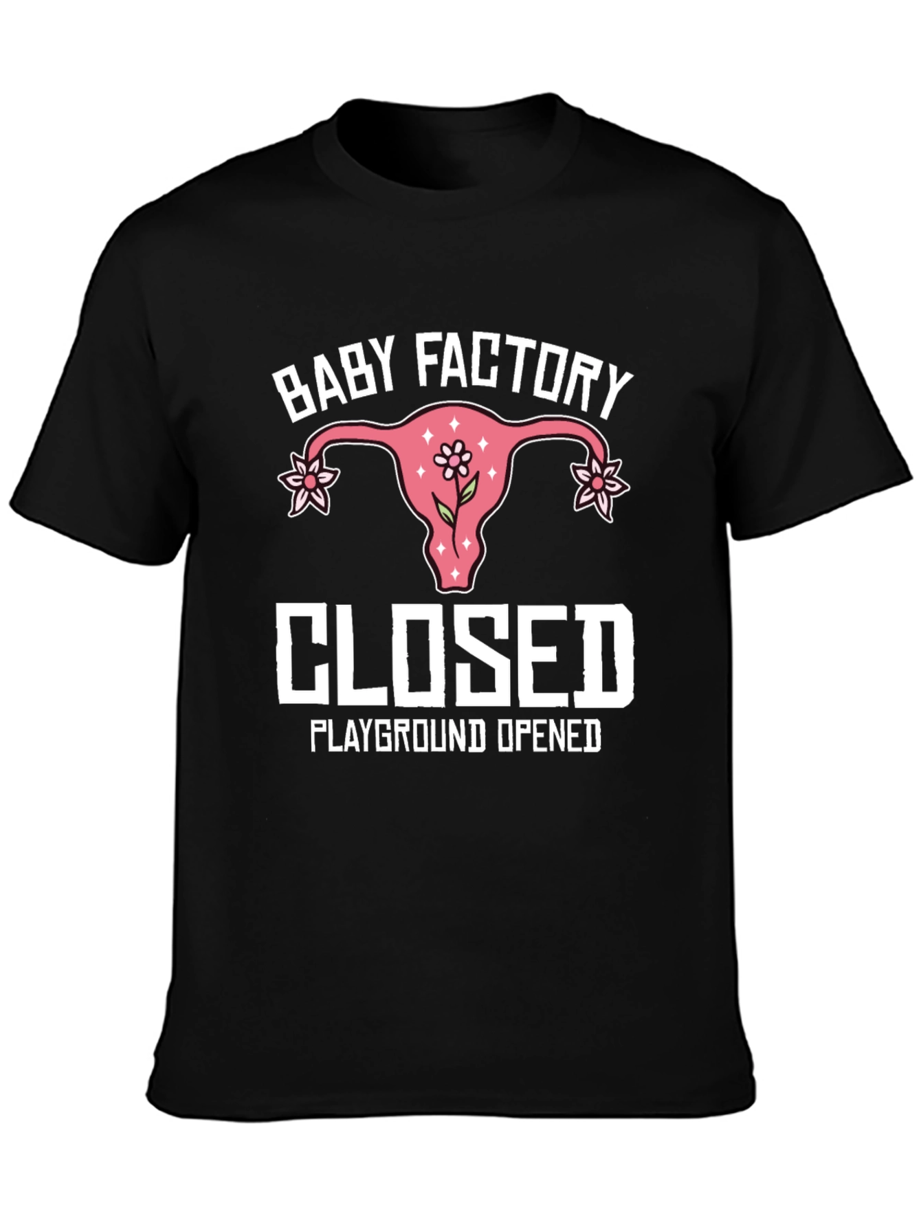 Black Baby Factory Closed T-Shirt: Playground Opened Humor Tee view 3