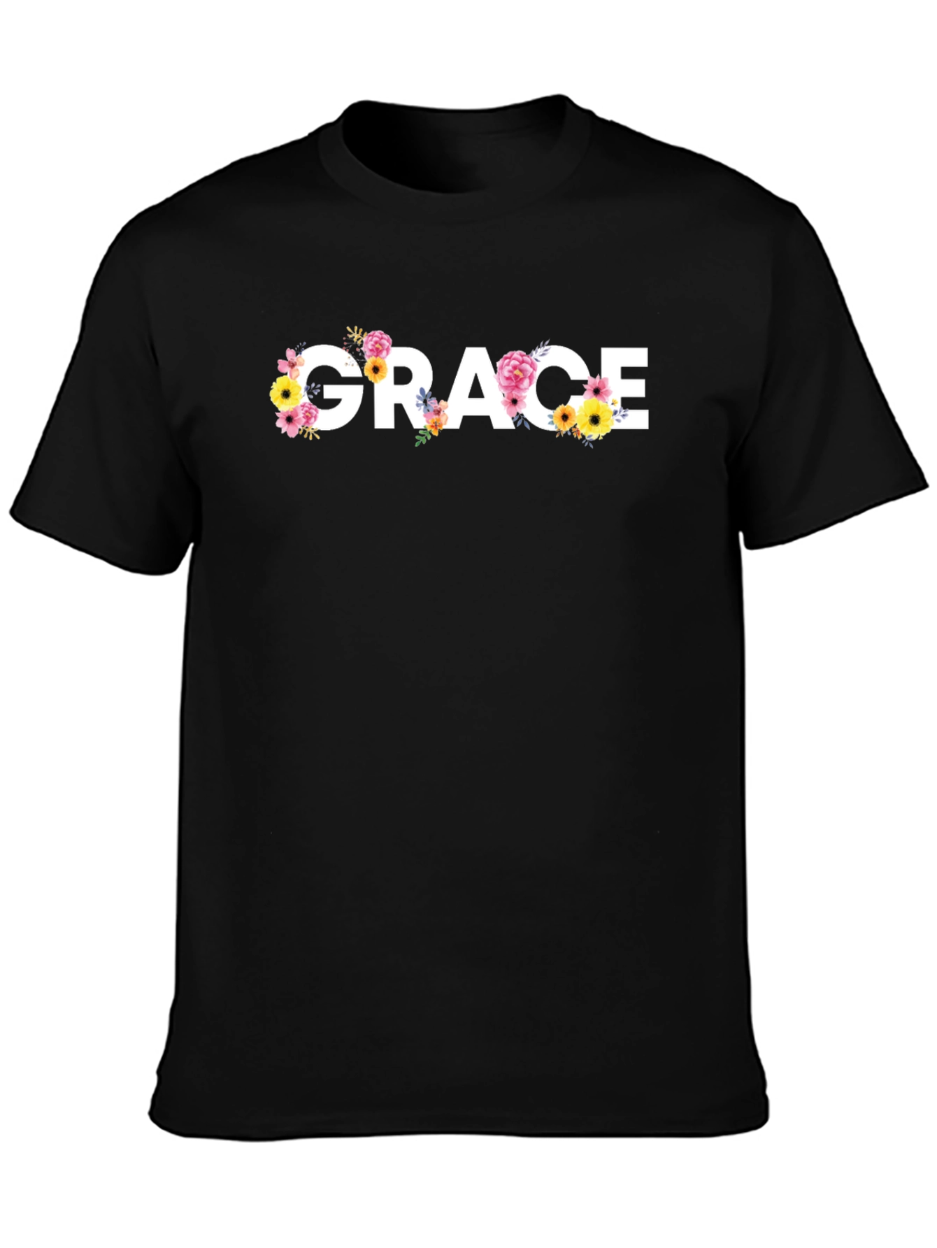 Black Grace Floral T-Shirt - Unisex Casual Tee view 3