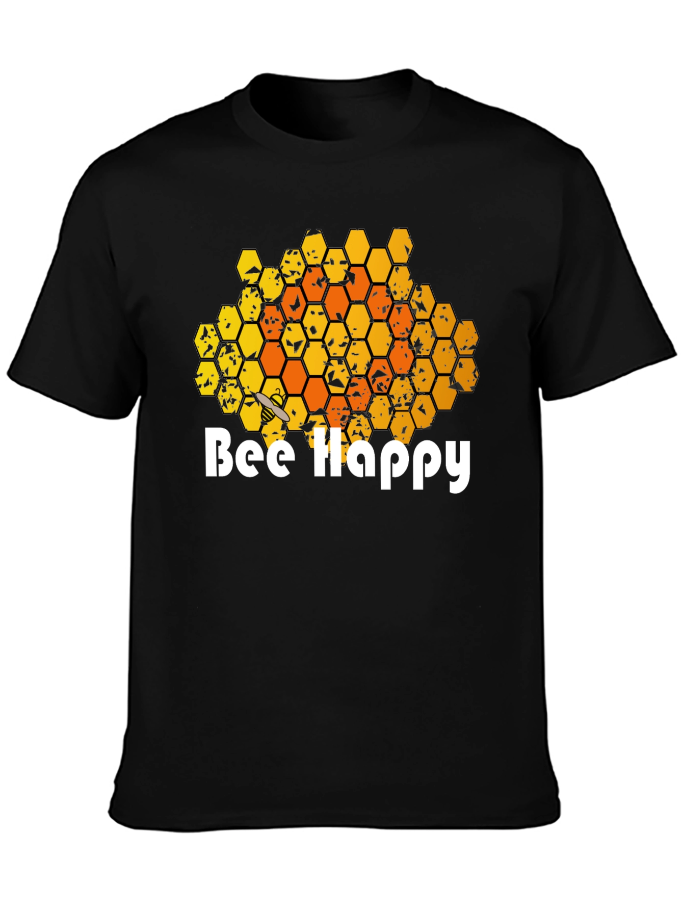 Bee Happy T-Shirt - Honeycomb Graphic Tee - 3