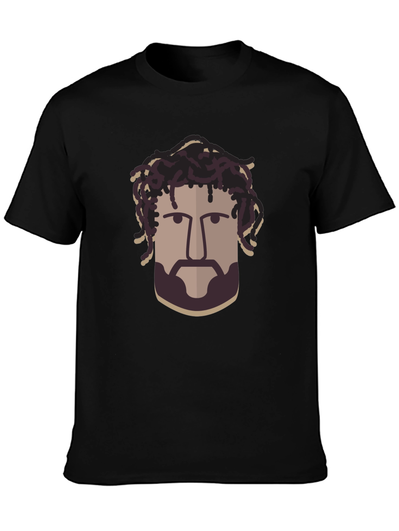 Black Cool Graphic T-Shirt - Artistic Man's Portrait Design view 3