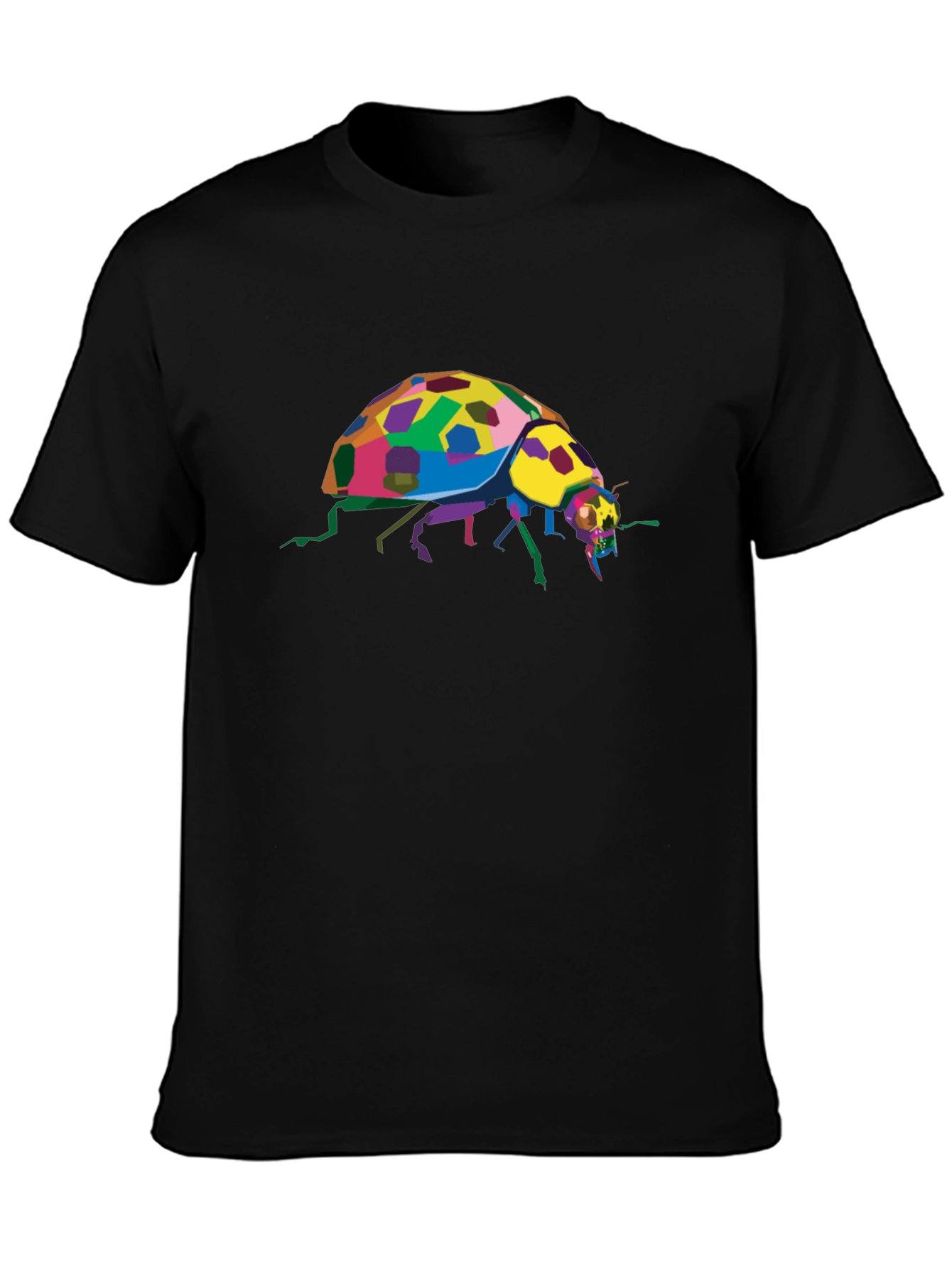 Black Colorful Ladybug Graphic Tee - Unique Insect Design view 3