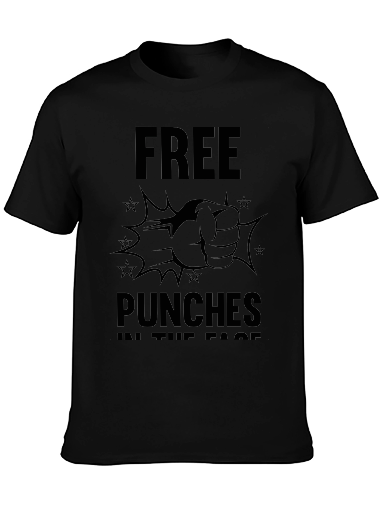 Black Free Punches in the Face Black Graphic Tee view 3