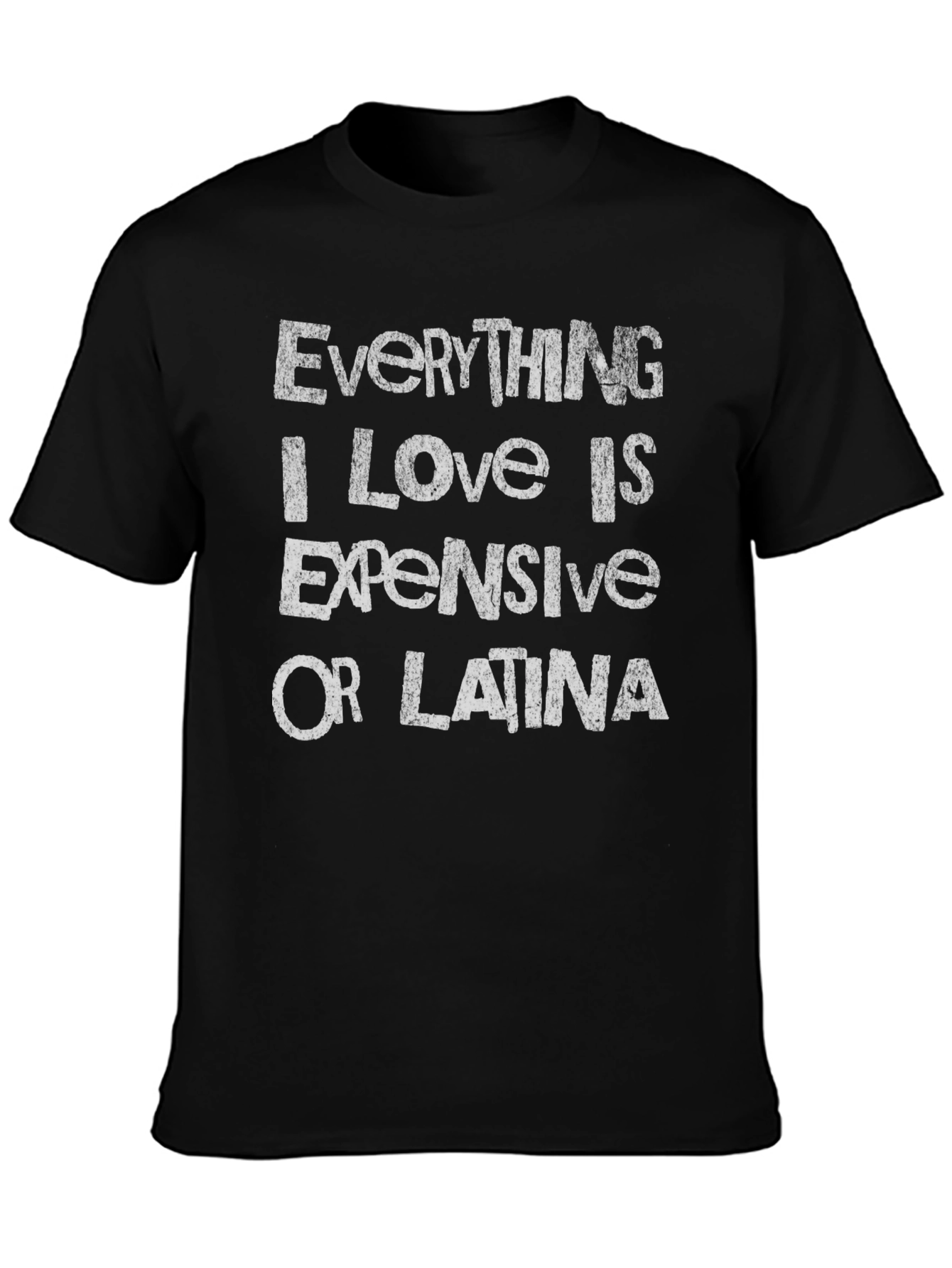 Black Funny Men's Graphic Tee - Everything Expensive or Latina view 3
