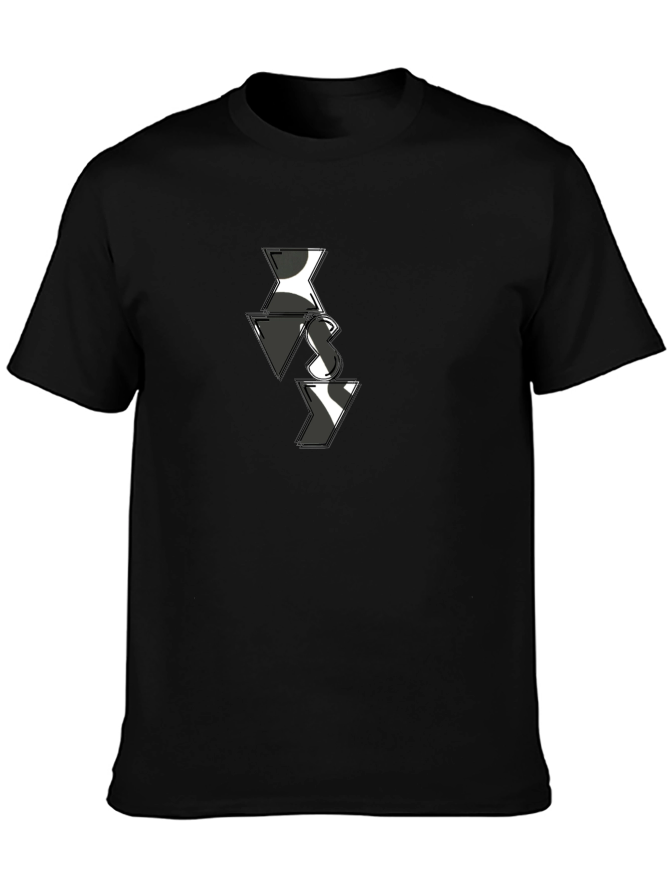 Black Abstract VS Pattern Men's Black T-Shirt view 3