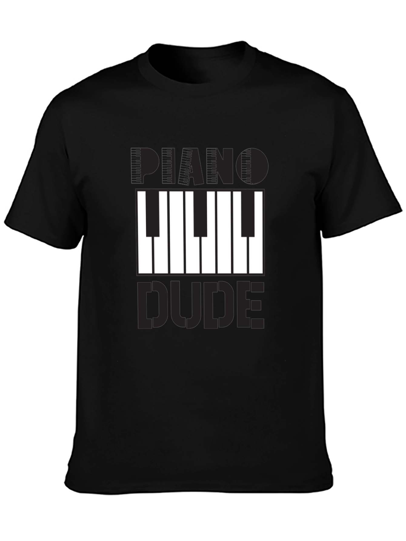 Black Piano Dude Graphic T-Shirt - Black Cotton Tee view 3