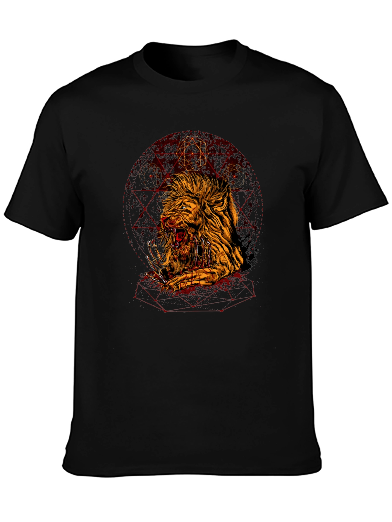 Black Graphic Lion T-Shirt - Edgy Urban Style view 3
