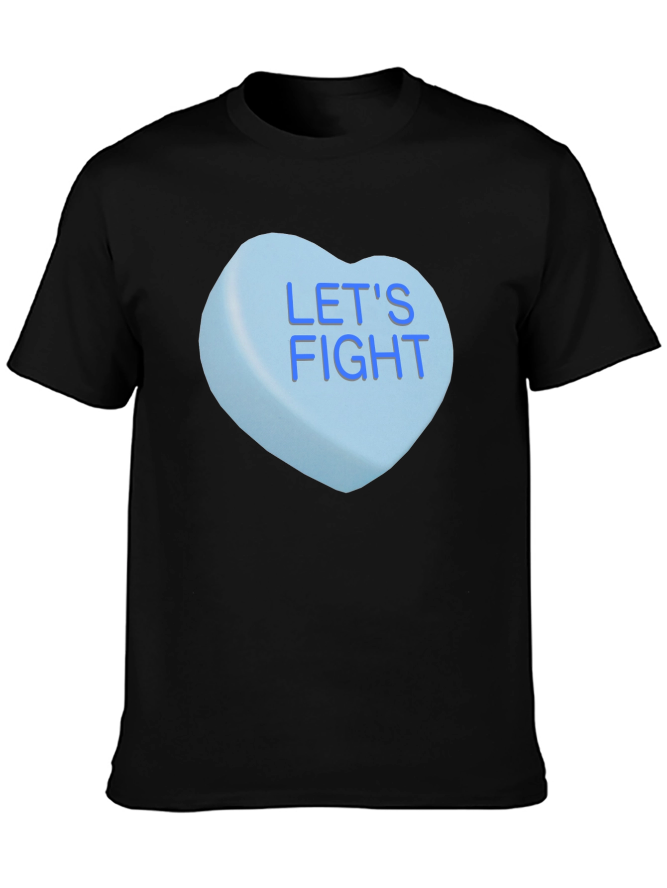 Black Let's Fight Candy Heart T-Shirt view 3