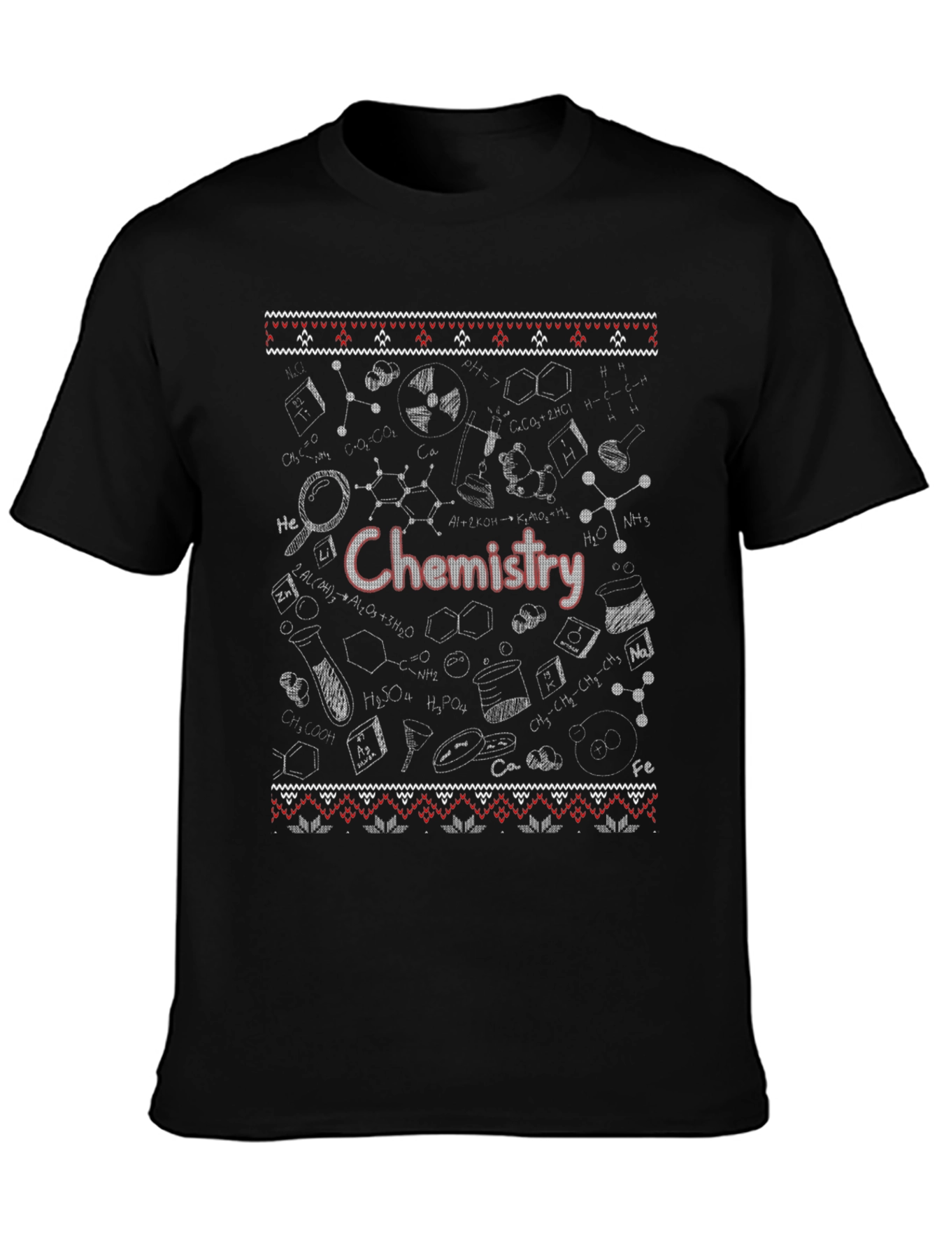 Black Chemistry Ugly Christmas Sweater Style T-Shirt view 3