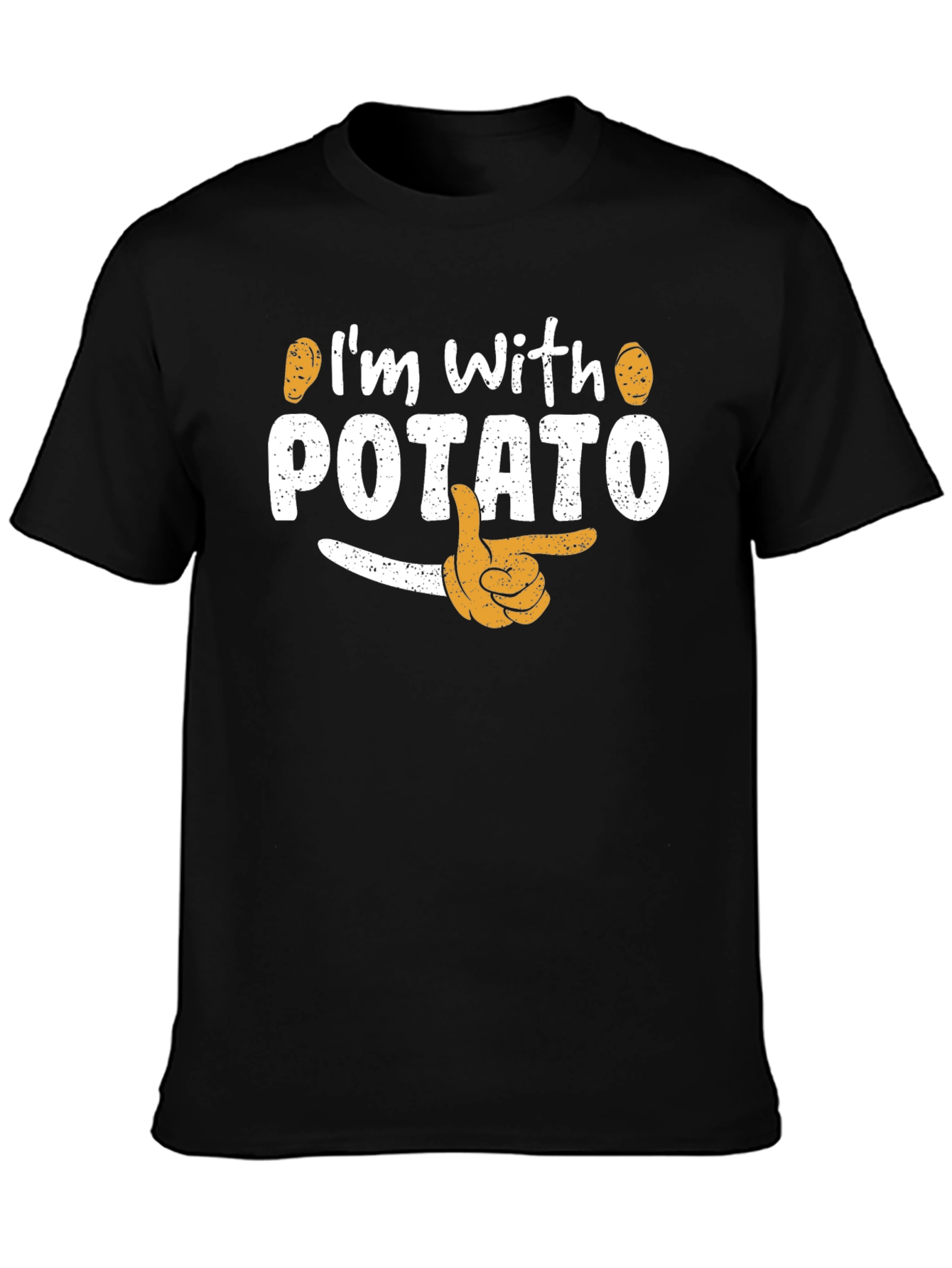 Black I'm with Potato Funny Graphic T-Shirt view 3