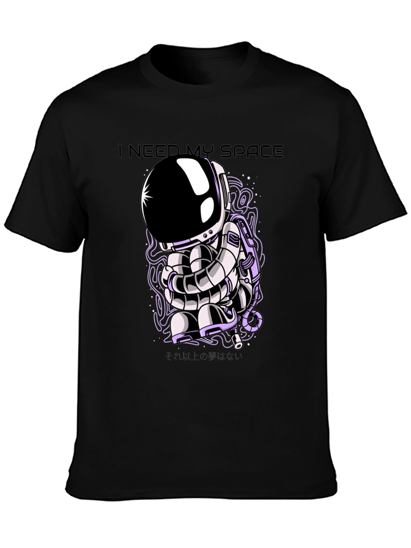 Black I Need My Space Astronaut Graphic T-Shirt view 3