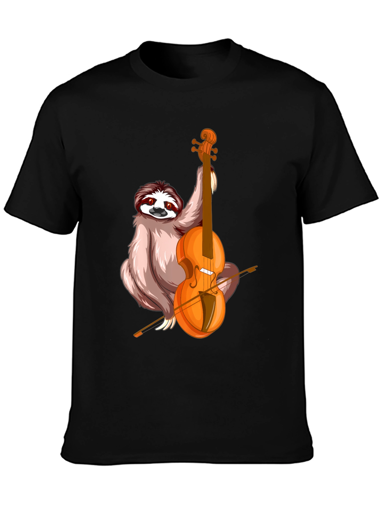 Black Sloth Playing Cello Graphic T-Shirt view 3