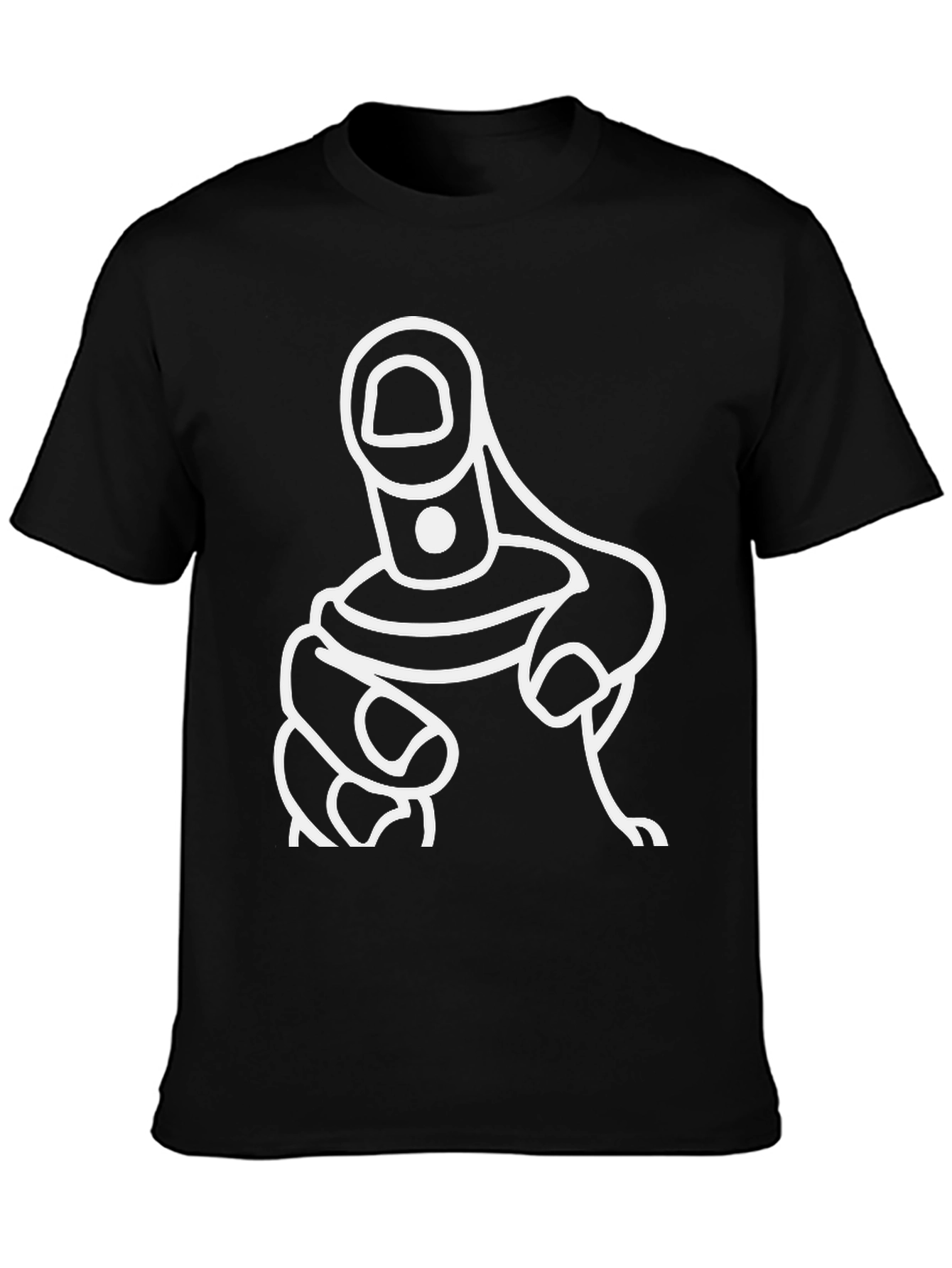 Black Pointing Finger Graphic Tee - Black Cotton Blend view 3