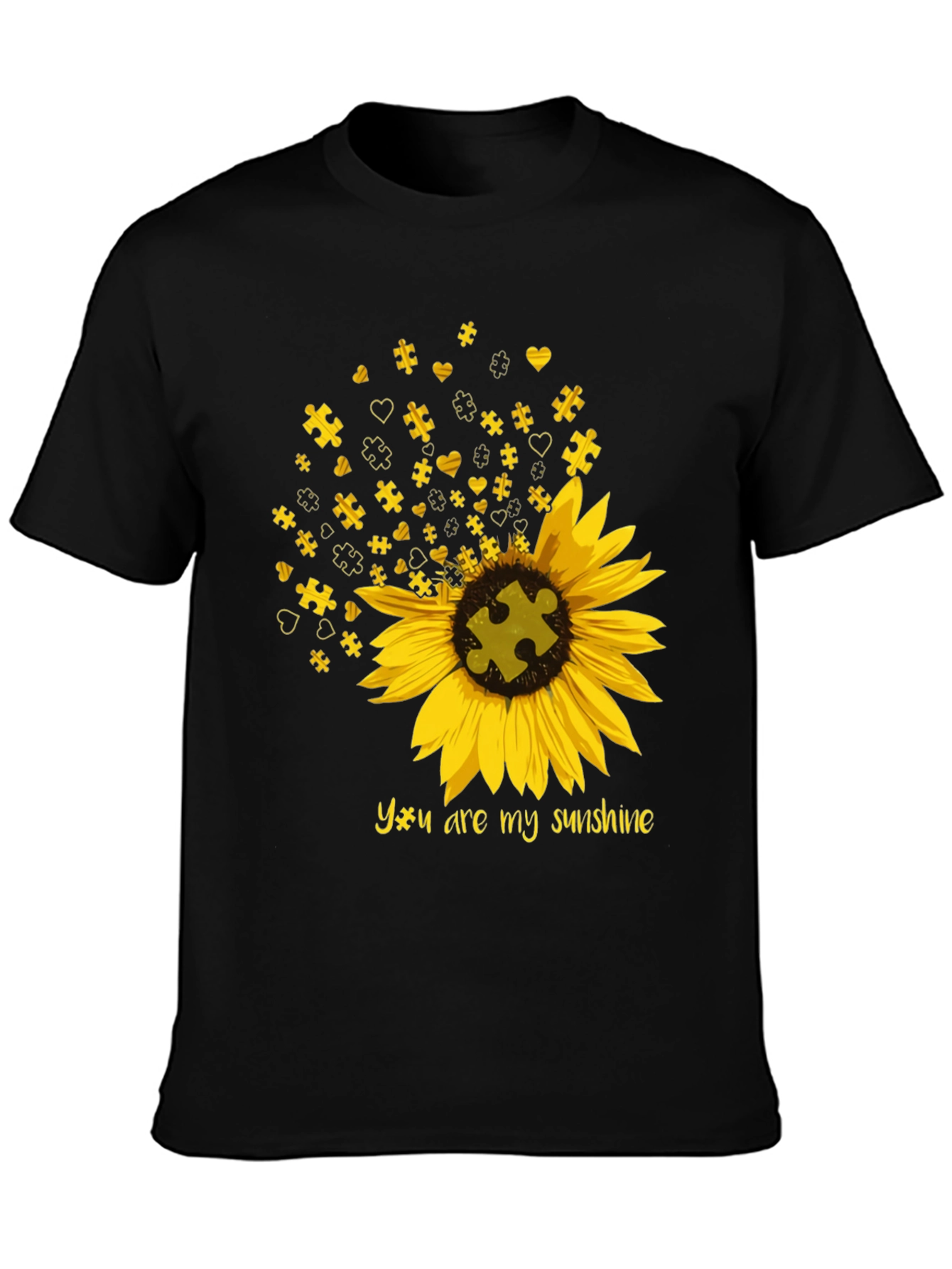 Black Autism Awareness Sunflower T-Shirt view 3
