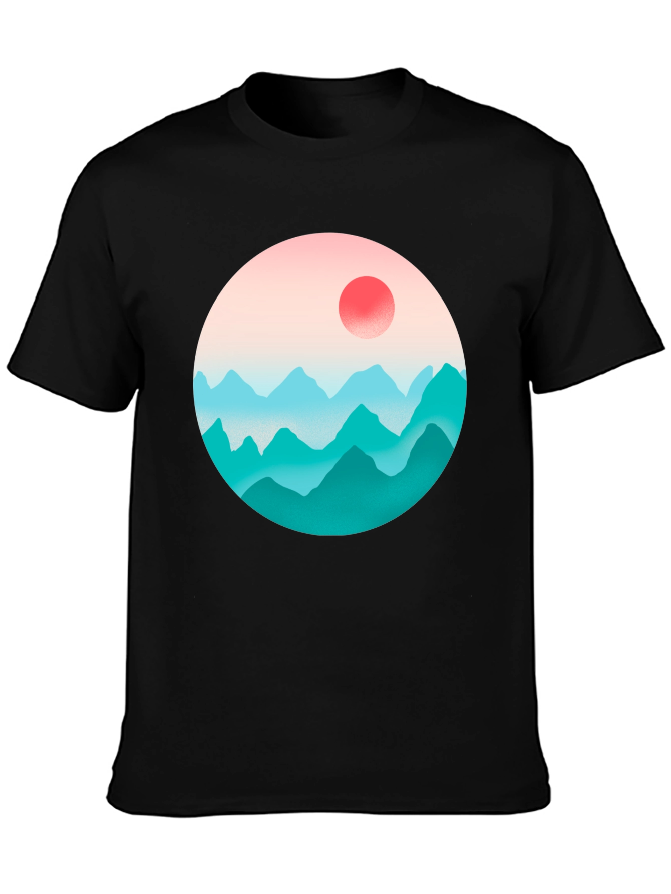 Black Mountainscape Graphic Black Tee view 3