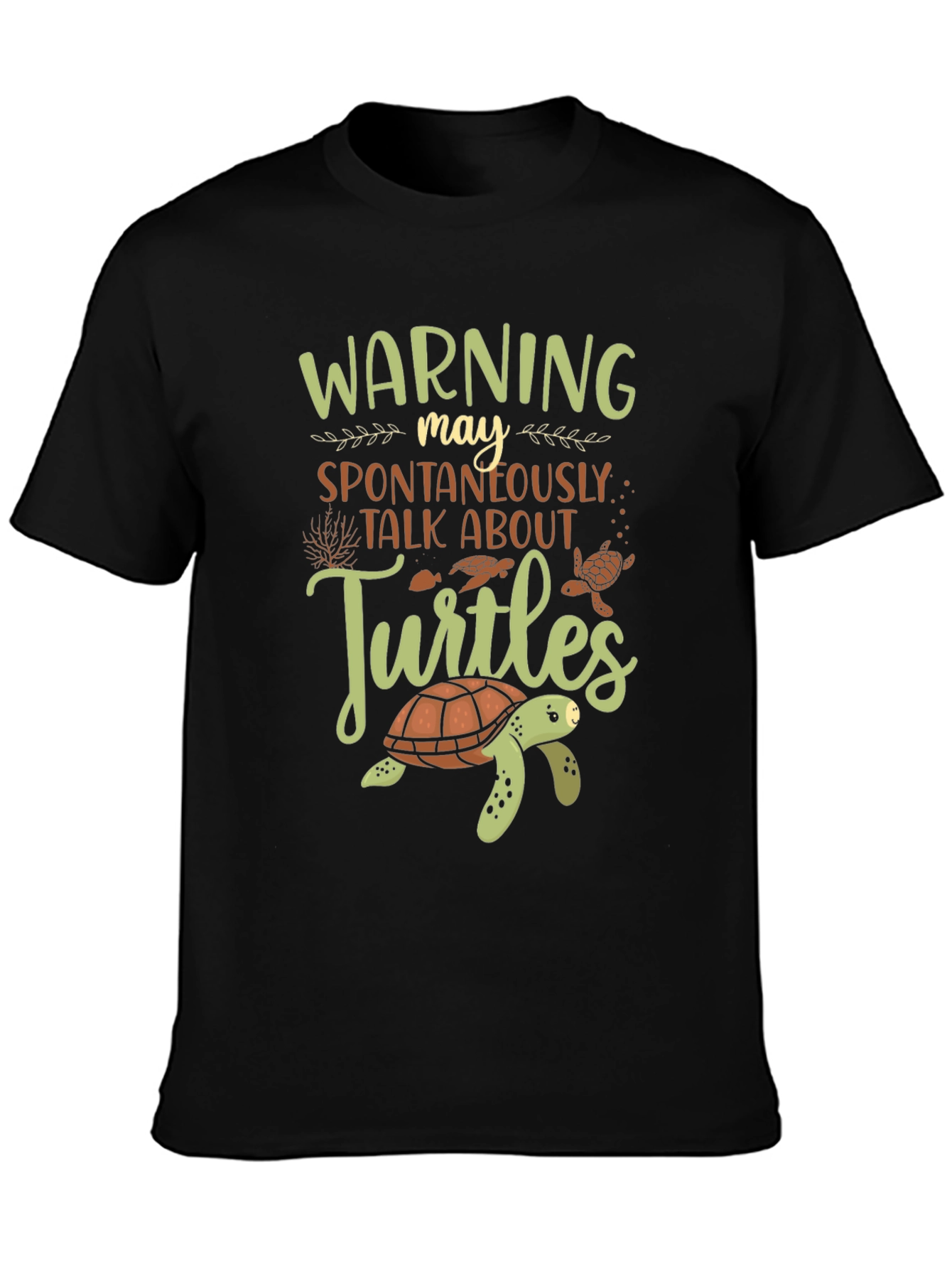 Black Turtle Lover T-Shirt - Warning May Spontaneously Talk view 3