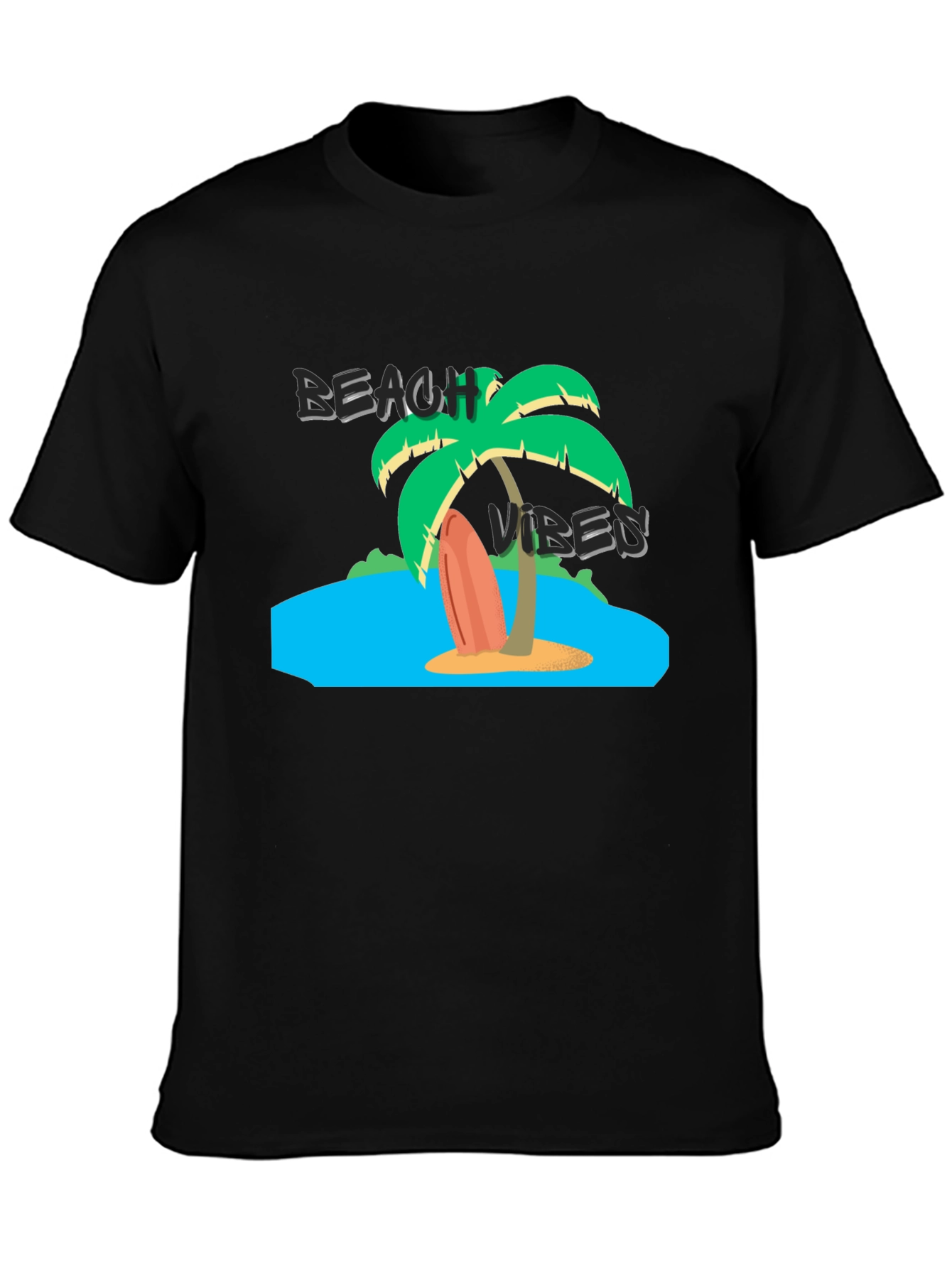 Black Beach Vibes Graphic Black T-Shirt view 3