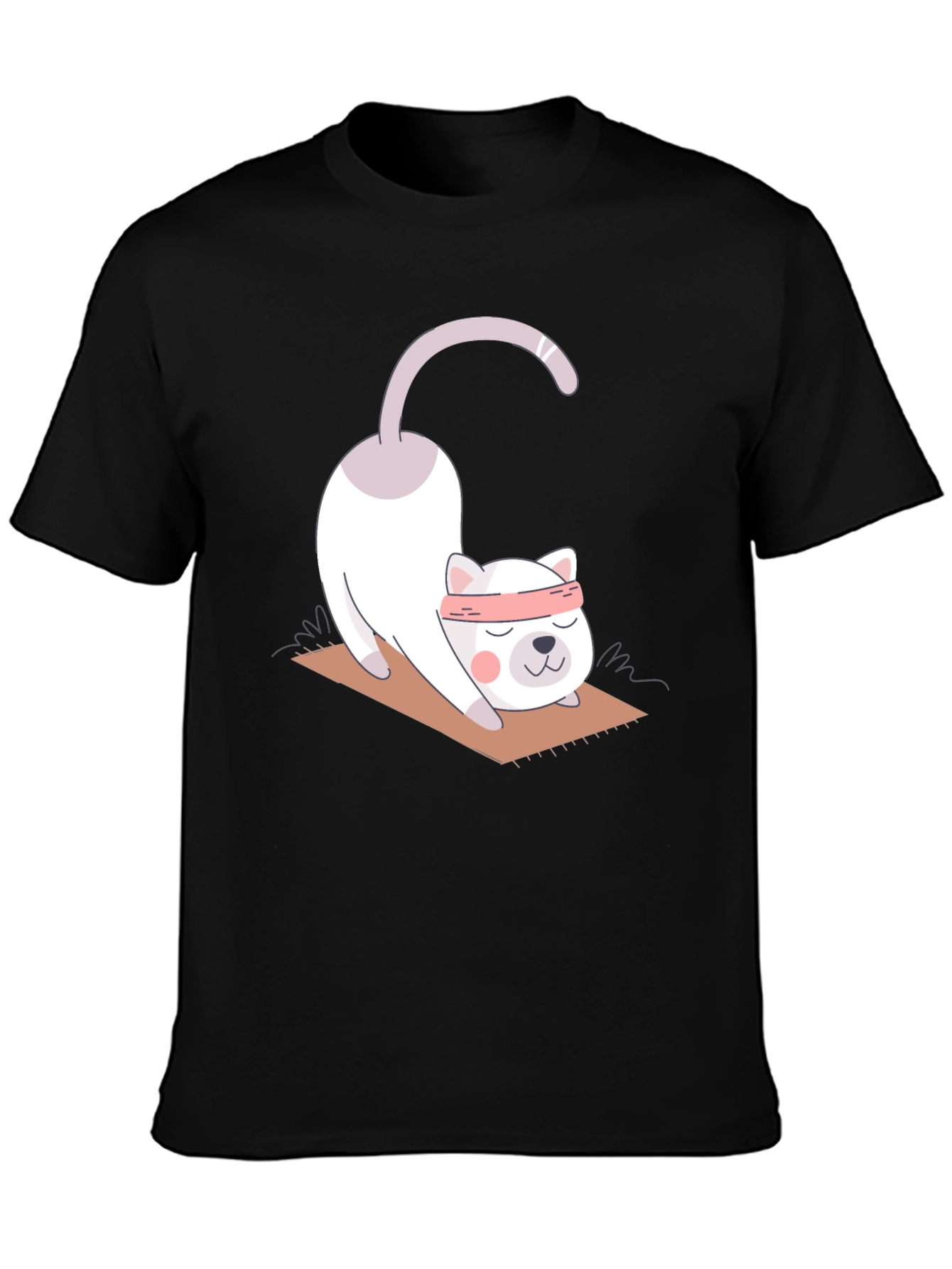 Black Yoga Cat T-Shirt - Cute Stretch Design view 3