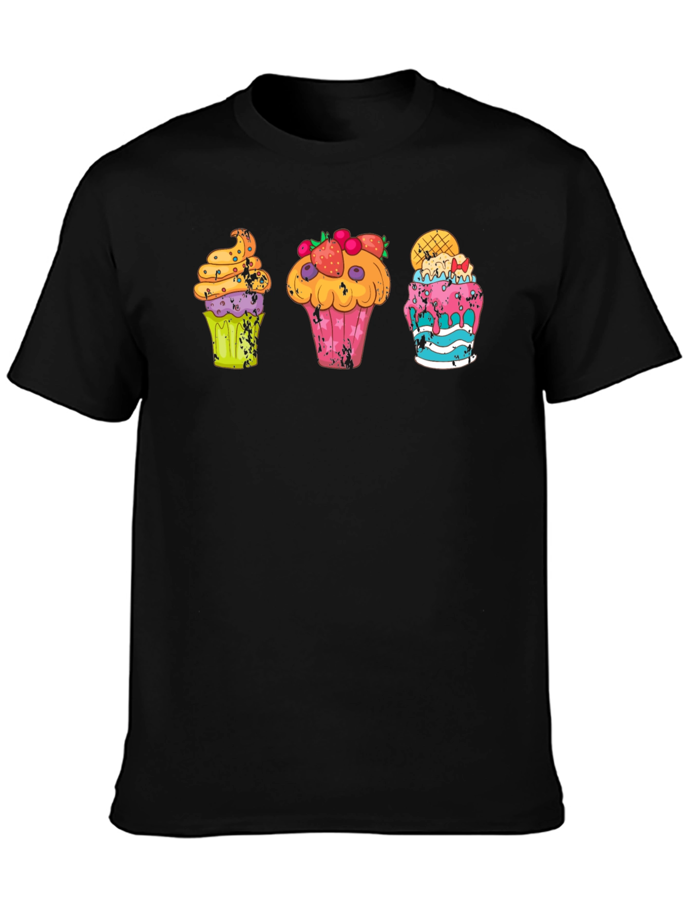 Black Fun Cupcake Graphic T-Shirt view 3
