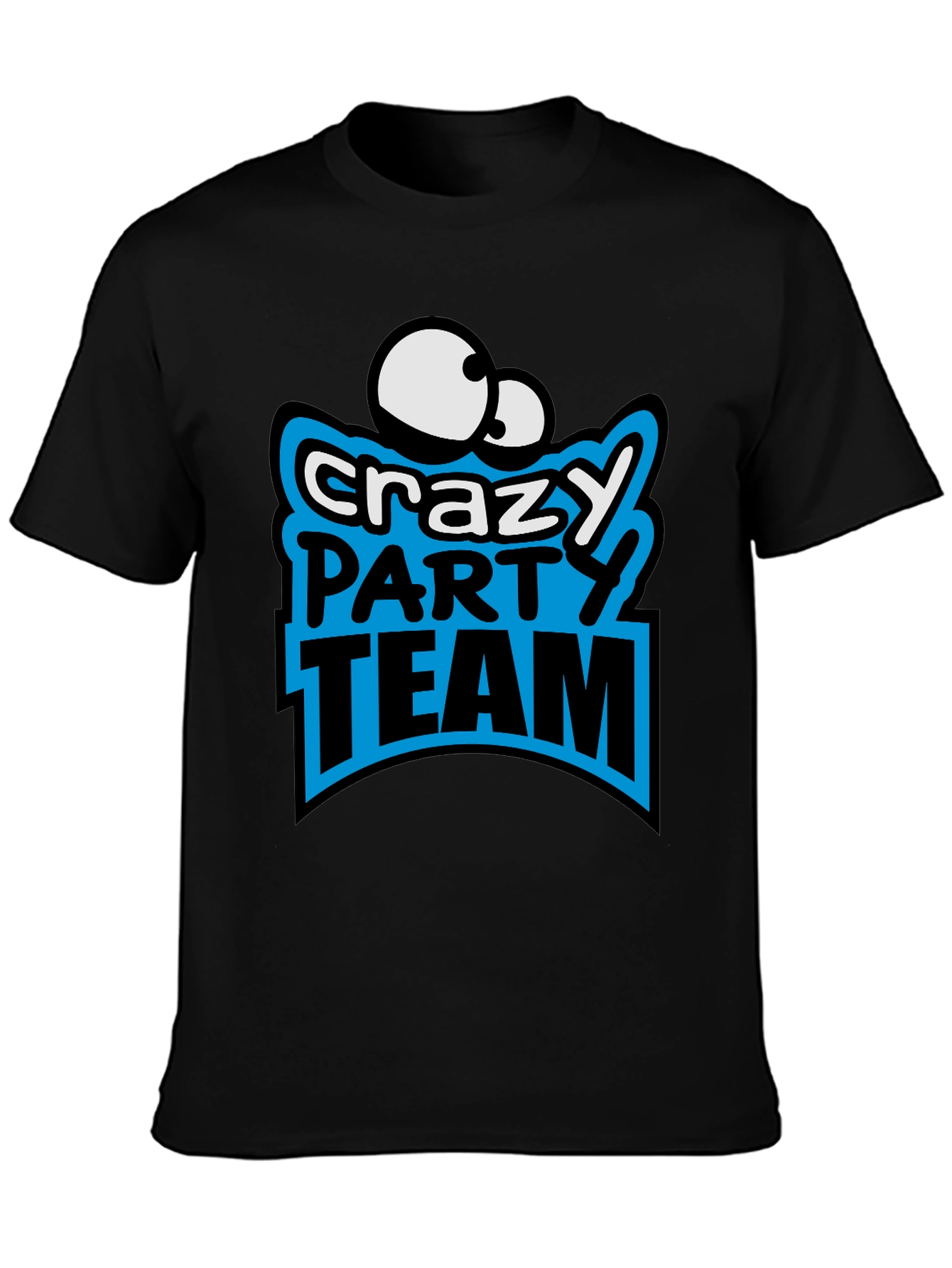 Black Crazy Party Team Graphic T-Shirt view 3