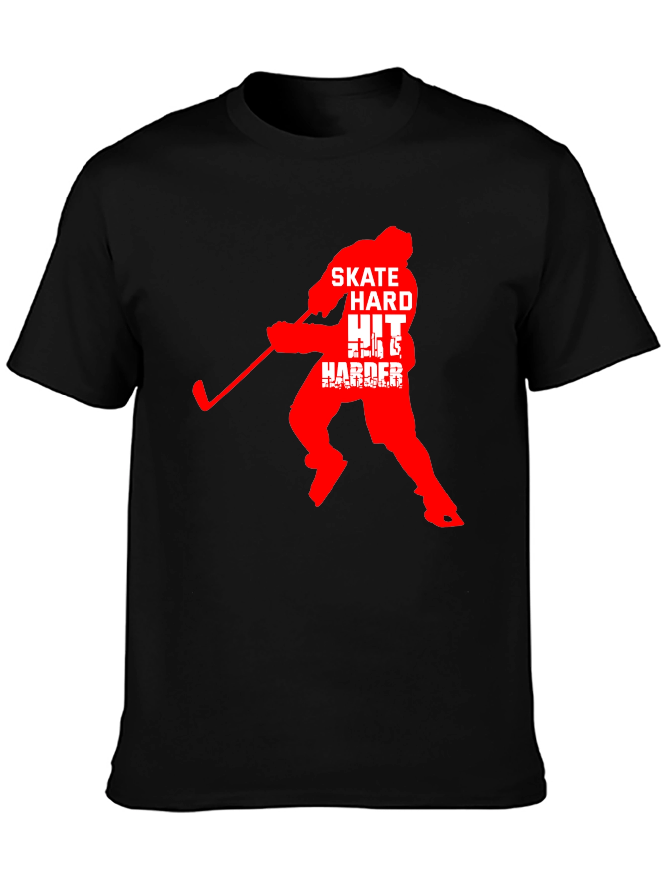 Black Hockey T-Shirt: Skate Hard, Hit Harder! view 3