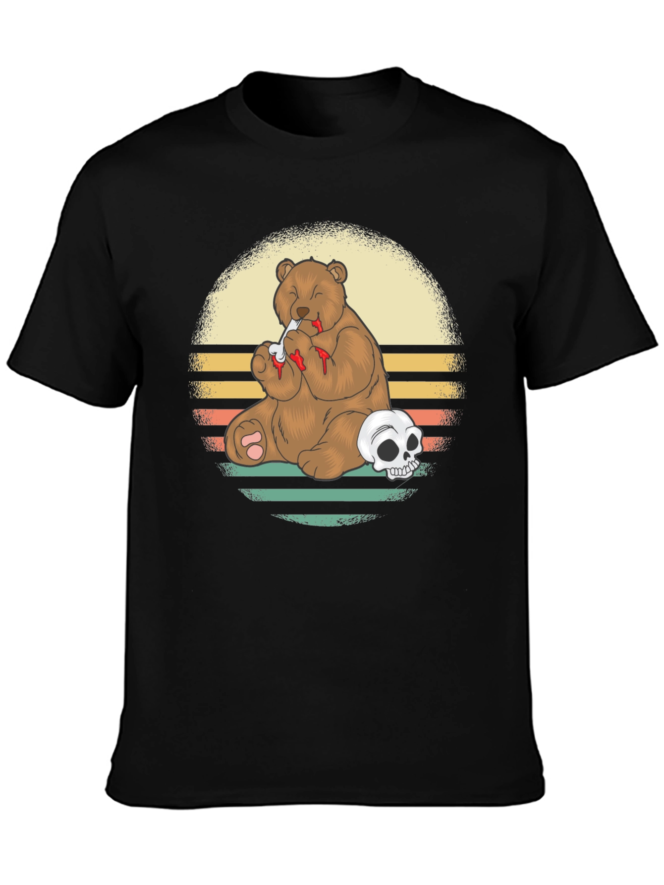 Black Grizzly Bear Skull T-Shirt - Funny Graphic Tee view 3