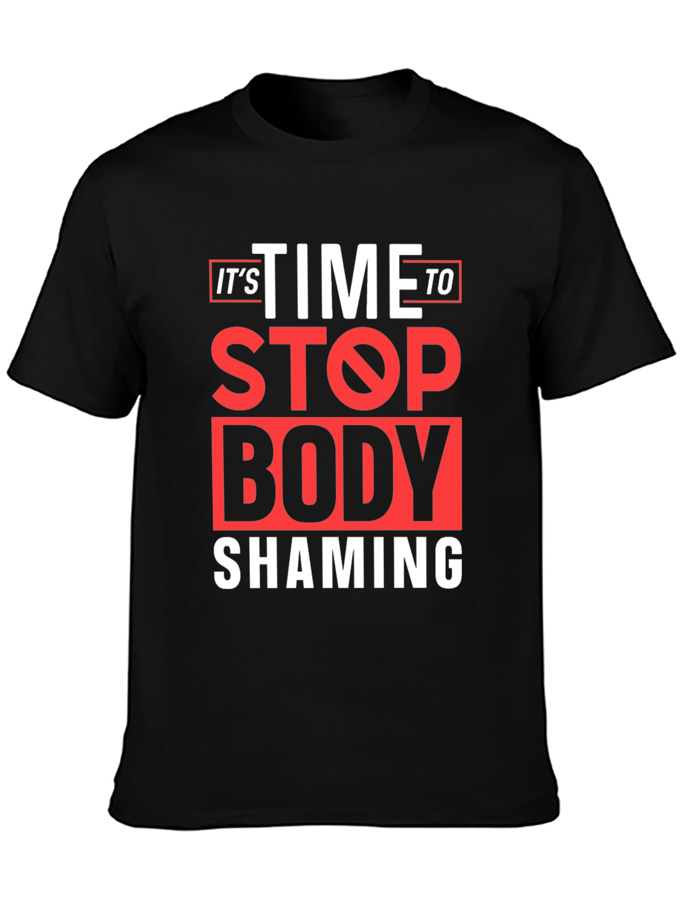 Black Stop Body Shaming Graphic Tee - Black view 3