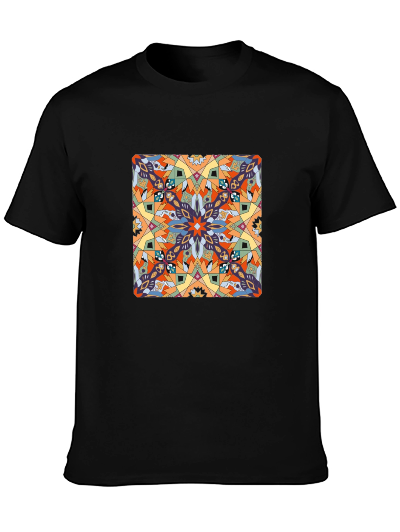 Abstract Pattern Graphic Print Tee - Black - 3