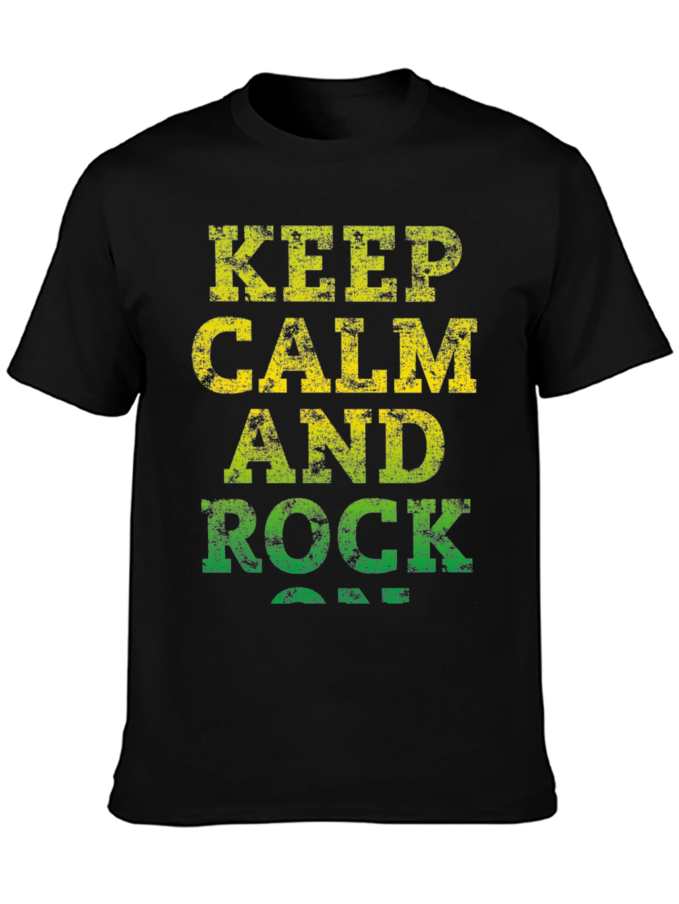 Black Keep Calm and Rock On Black T-Shirt view 3