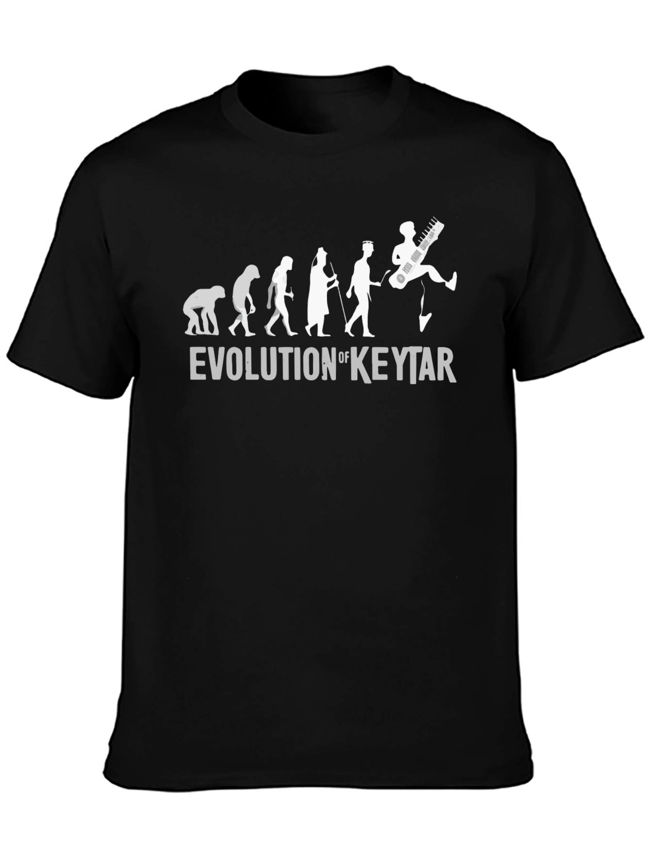 Black Evolution of Keytar T-Shirt - Funny Music Tee view 3