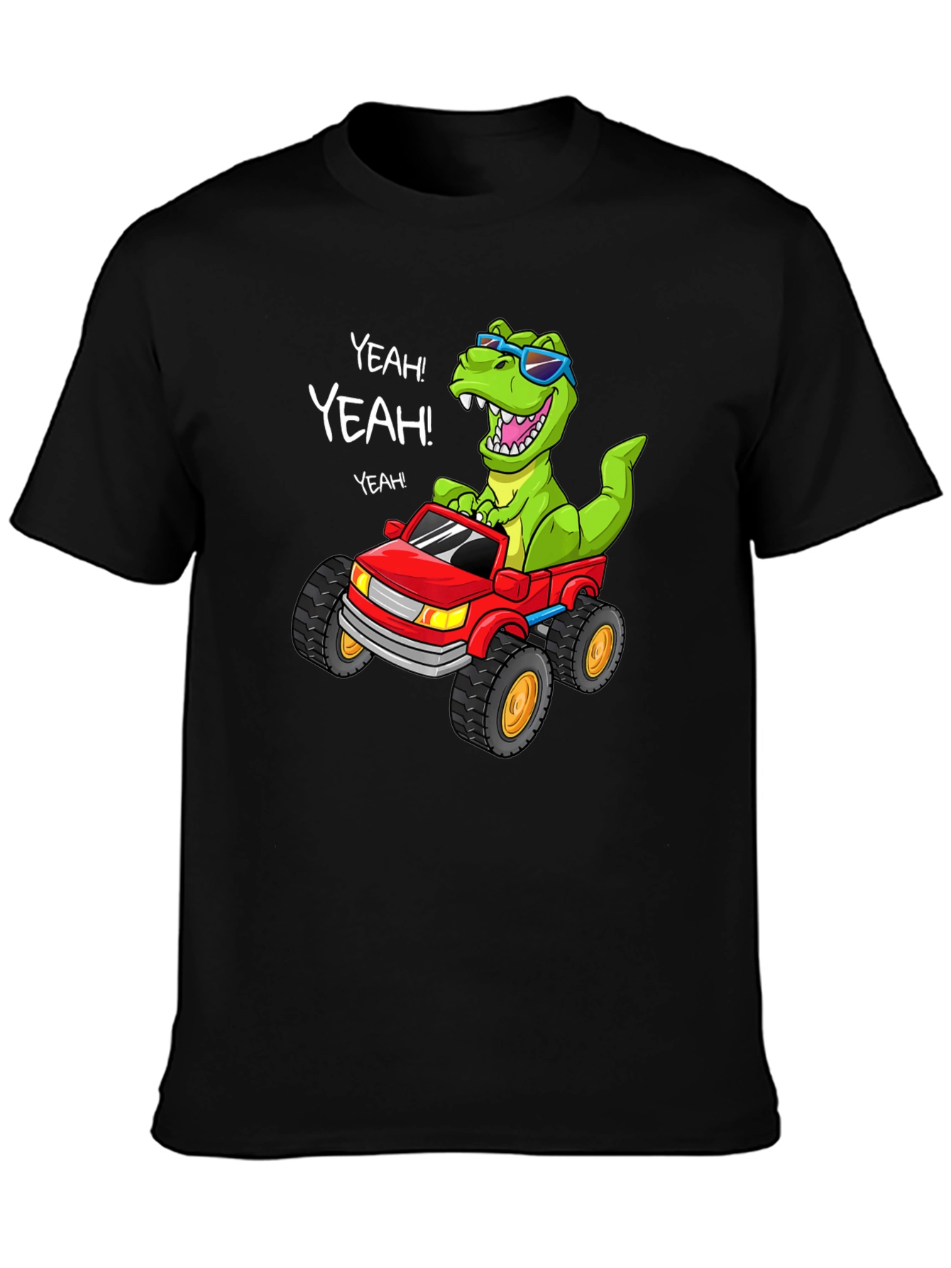 Black Dino Monster Truck T-Shirt view 3