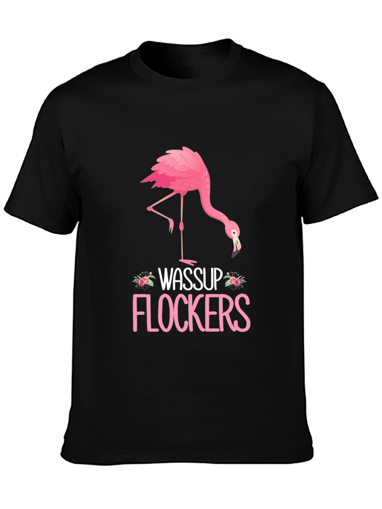 Black Wassup Flockers Flamingo Graphic Tee view 3