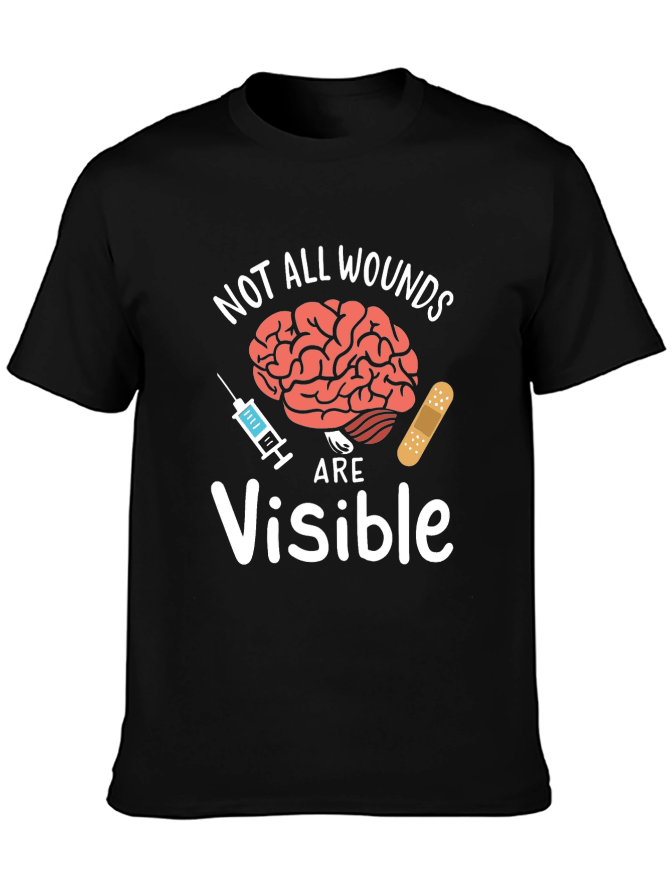 Black Not All Wounds Are Visible T-Shirt Mental Health Awareness  view 3