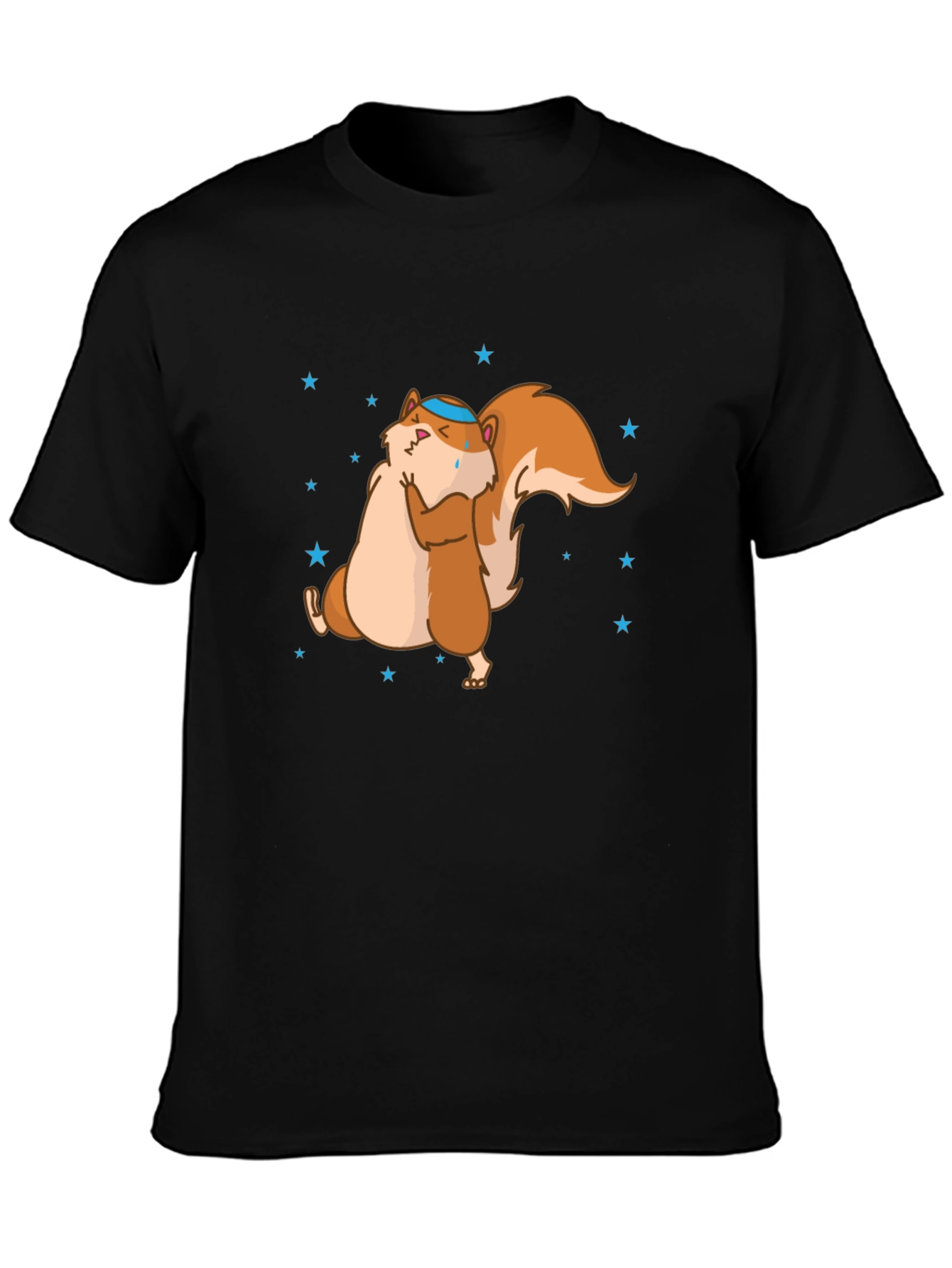 Black Funny Squirrel Hug T-Shirt - Unisex Cotton Tee view 3